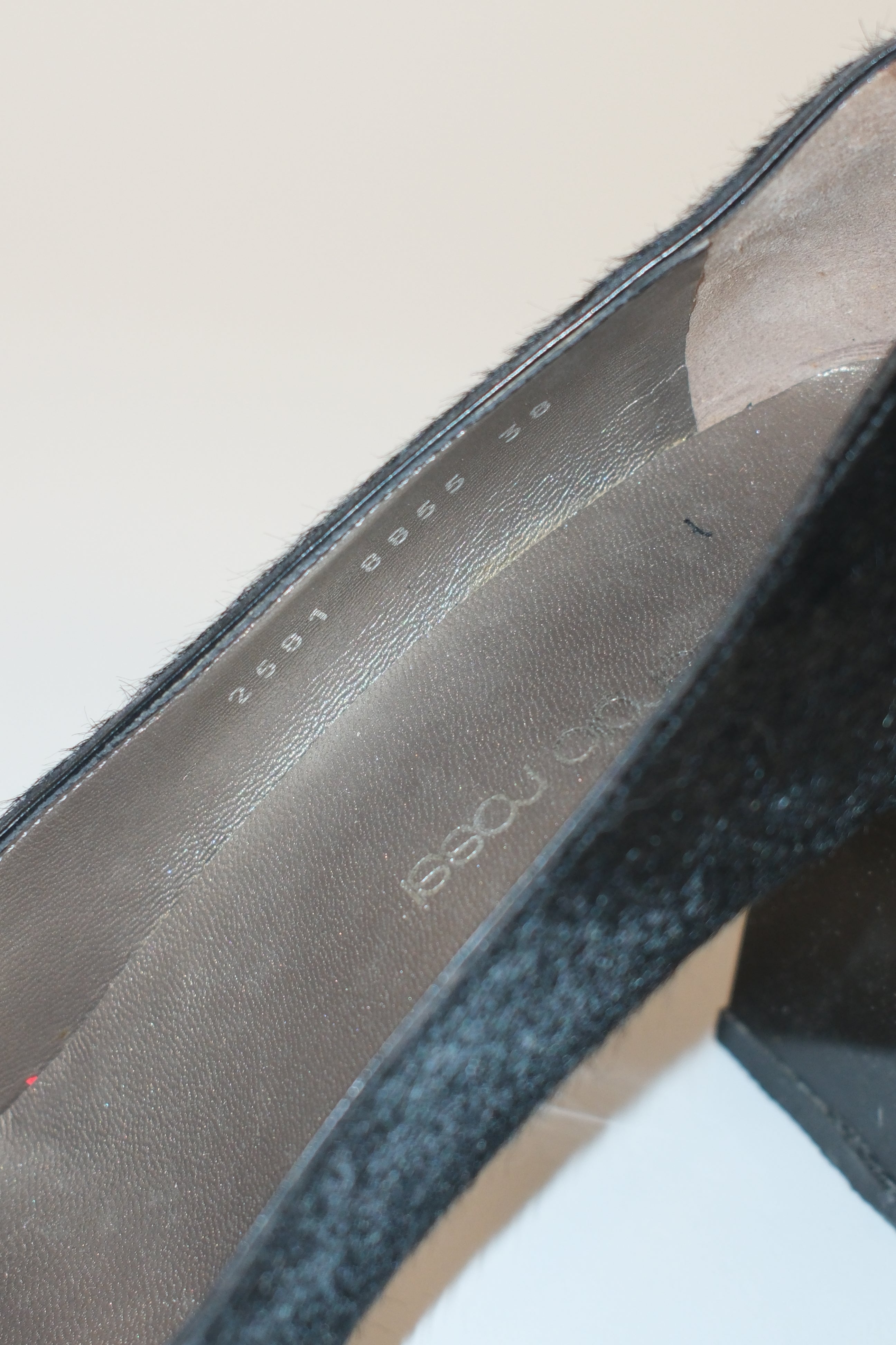 Sergio Rossi furry leather square toe pumps