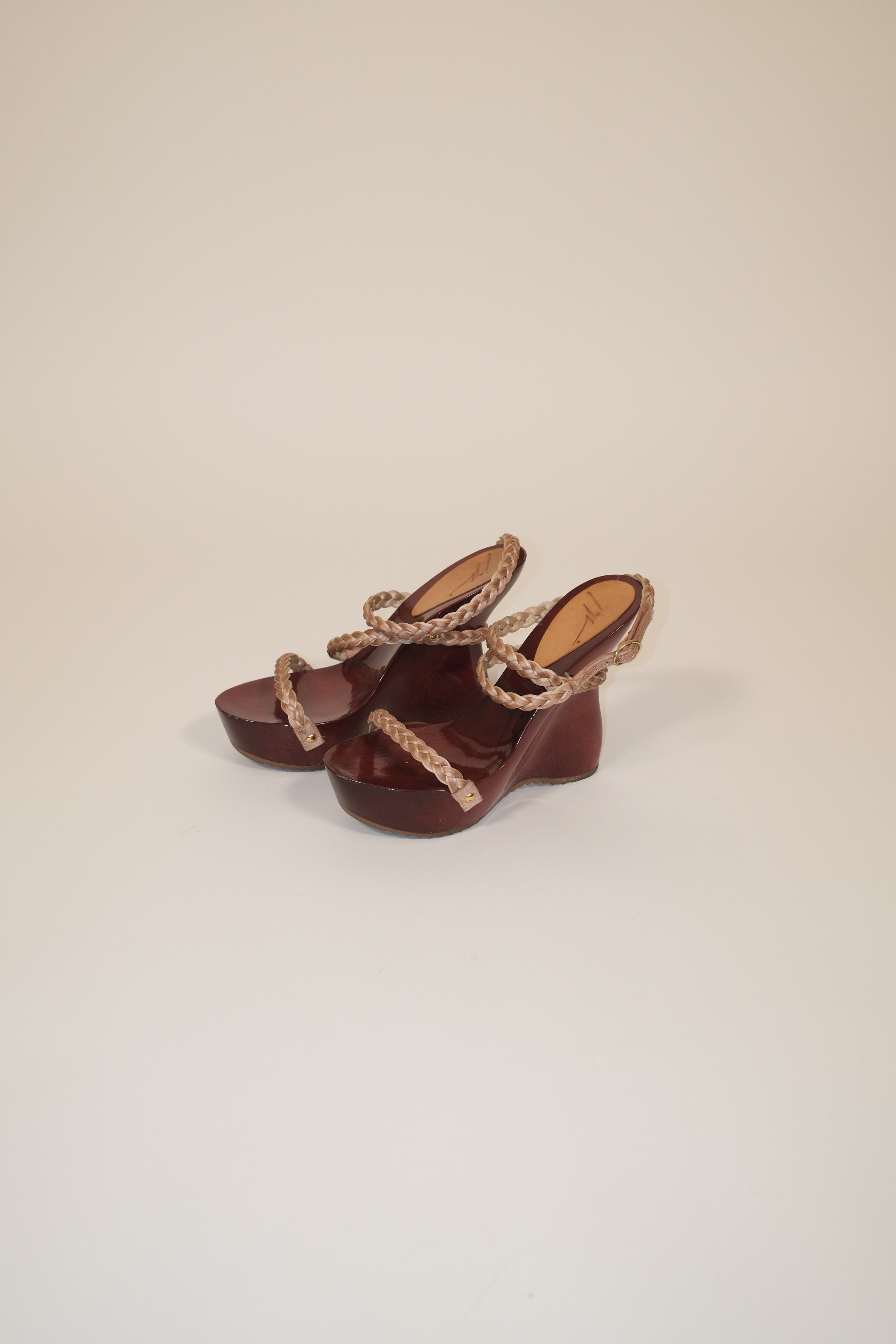 Giuseppe Zanotti wooden platform sandals with beaded leather straps