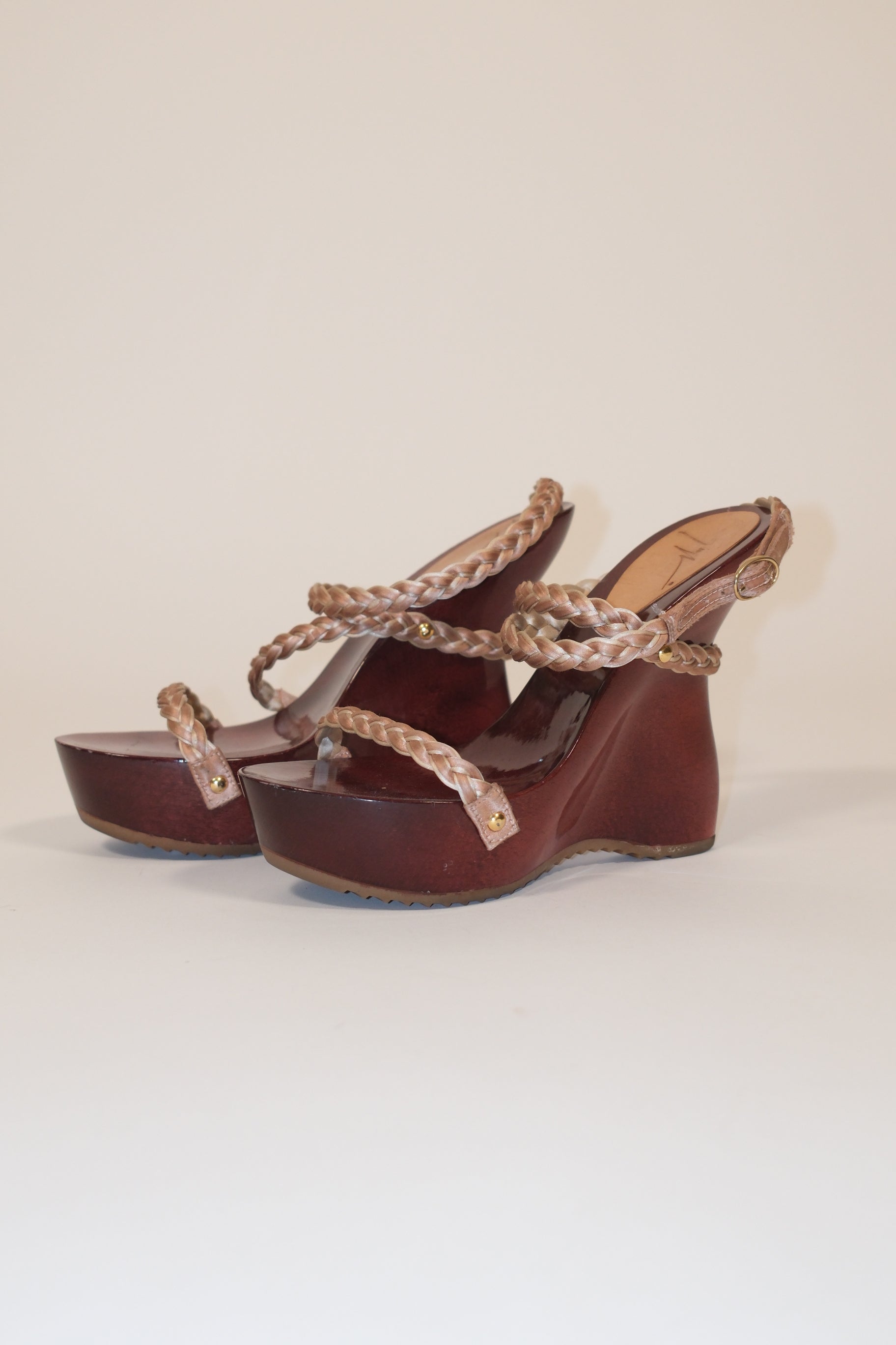 Giuseppe Zanotti wooden platform sandals with beaded leather straps