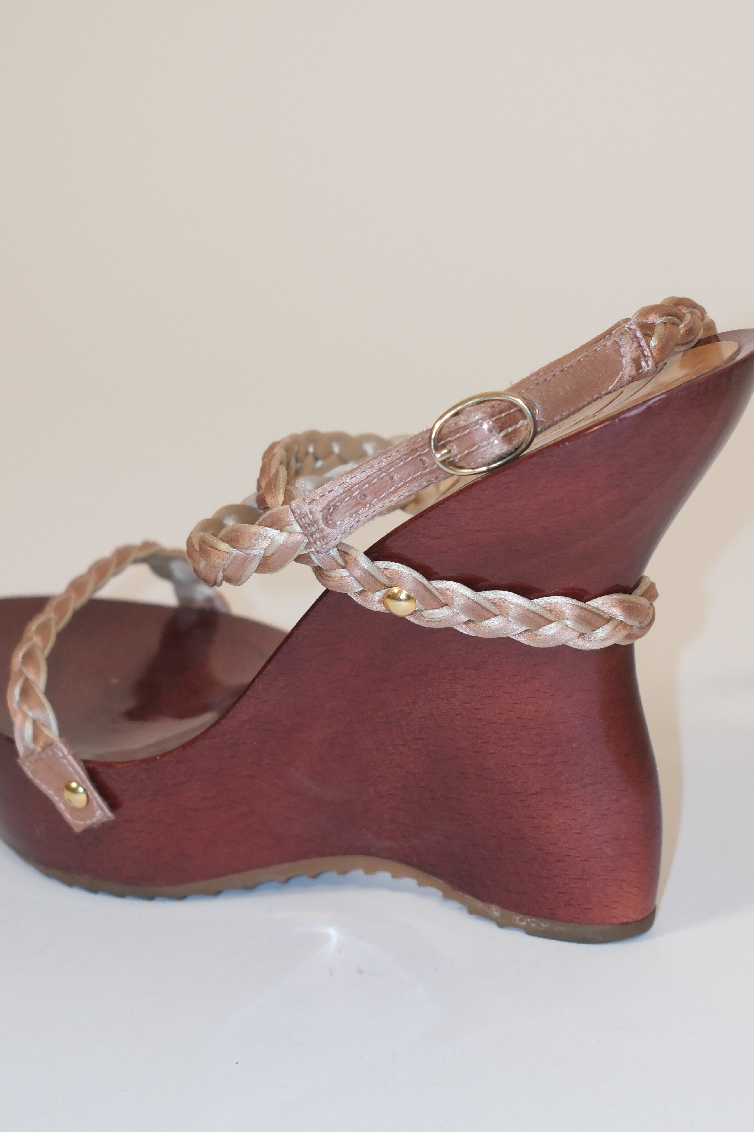 Giuseppe Zanotti wooden platform sandals with beaded leather straps