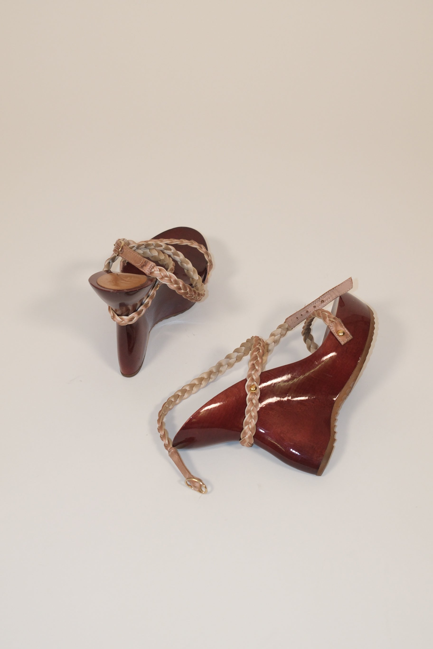 Giuseppe Zanotti wooden platform sandals with beaded leather straps