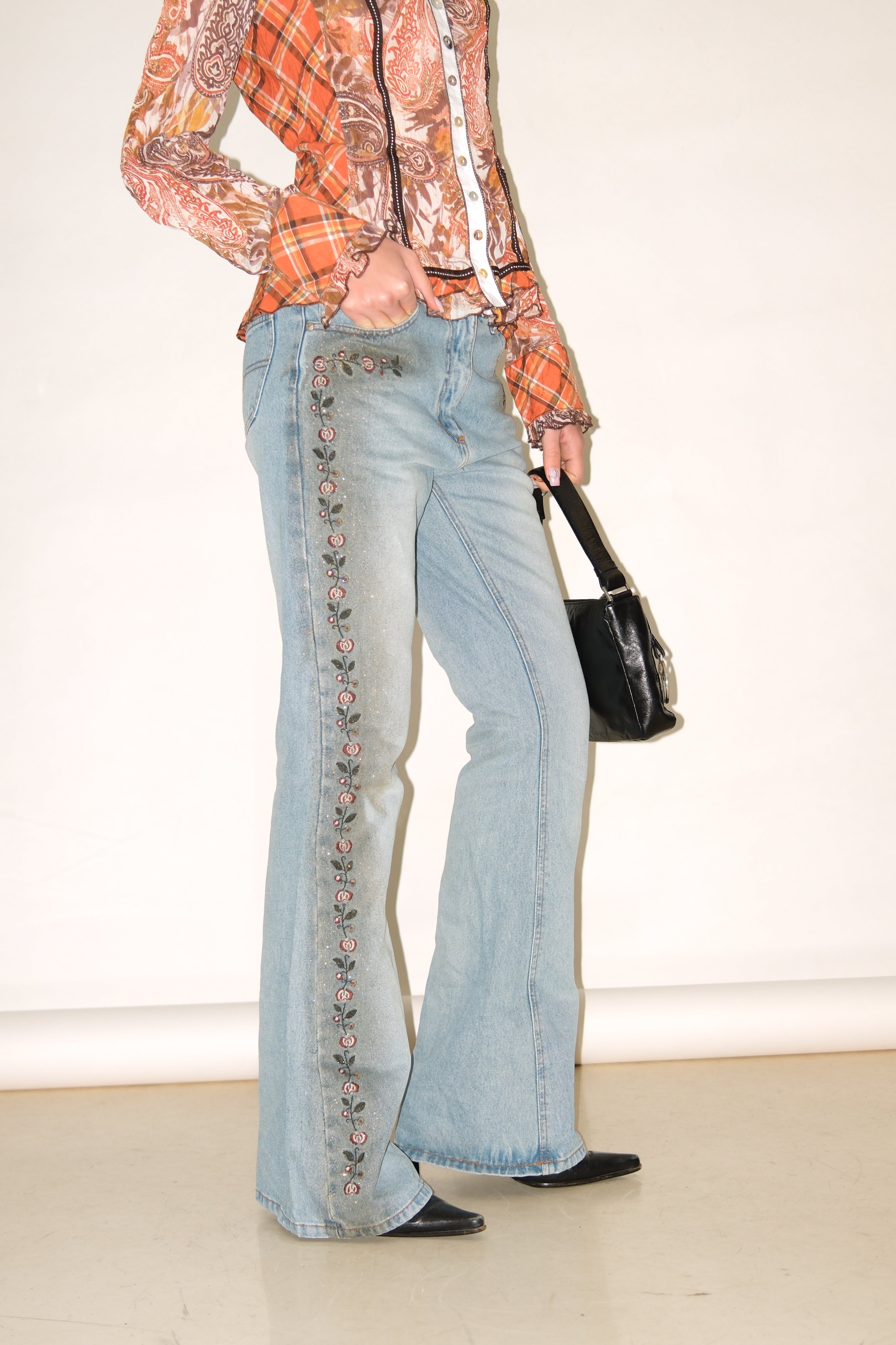 SIDE DETAIL BRIGHT JEANS SIZE 38