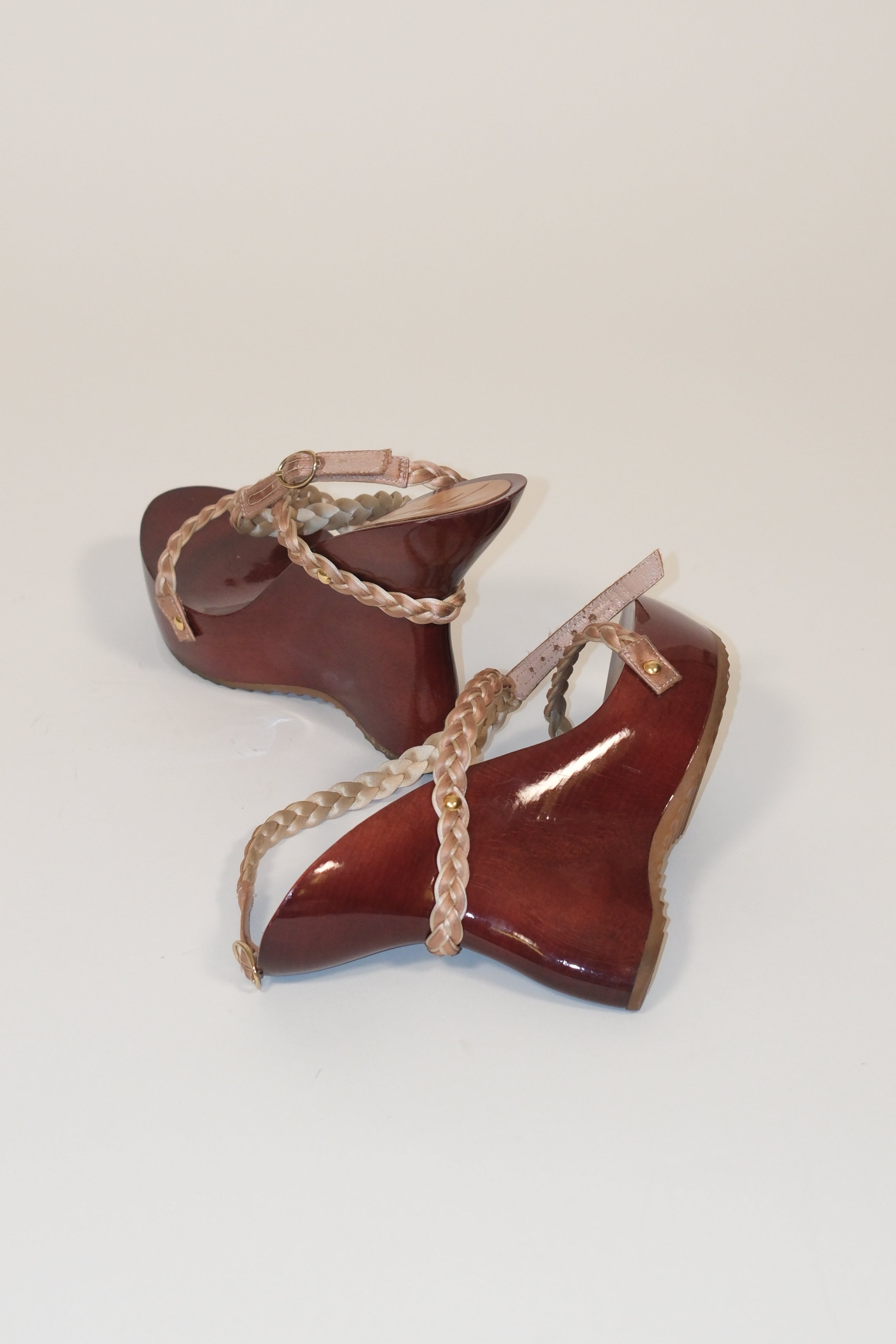 Giuseppe Zanotti wooden platform sandals with beaded leather straps