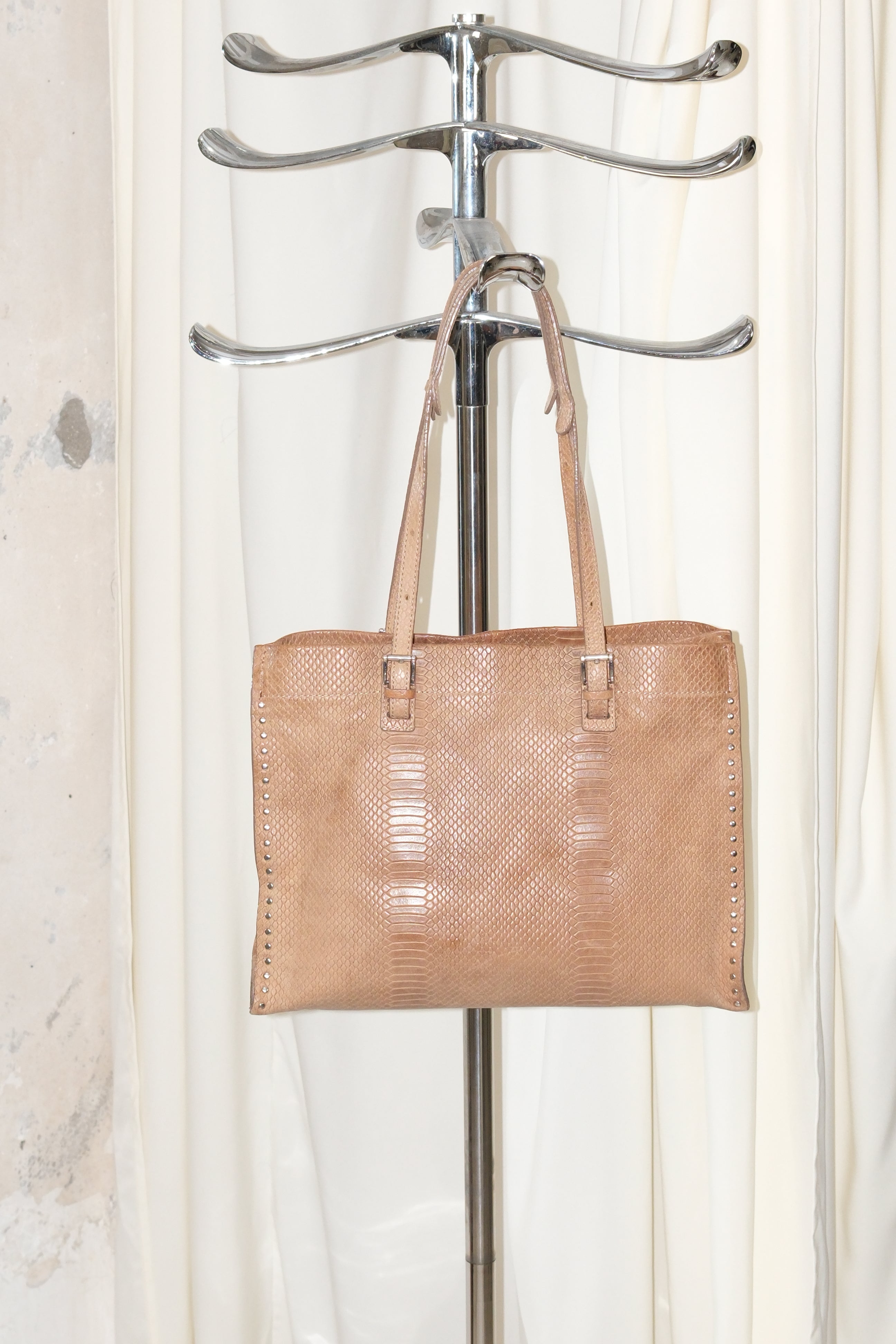 FRANCESCO BIASIA CARAMEL BROWN SQUARE LEATHER BAG