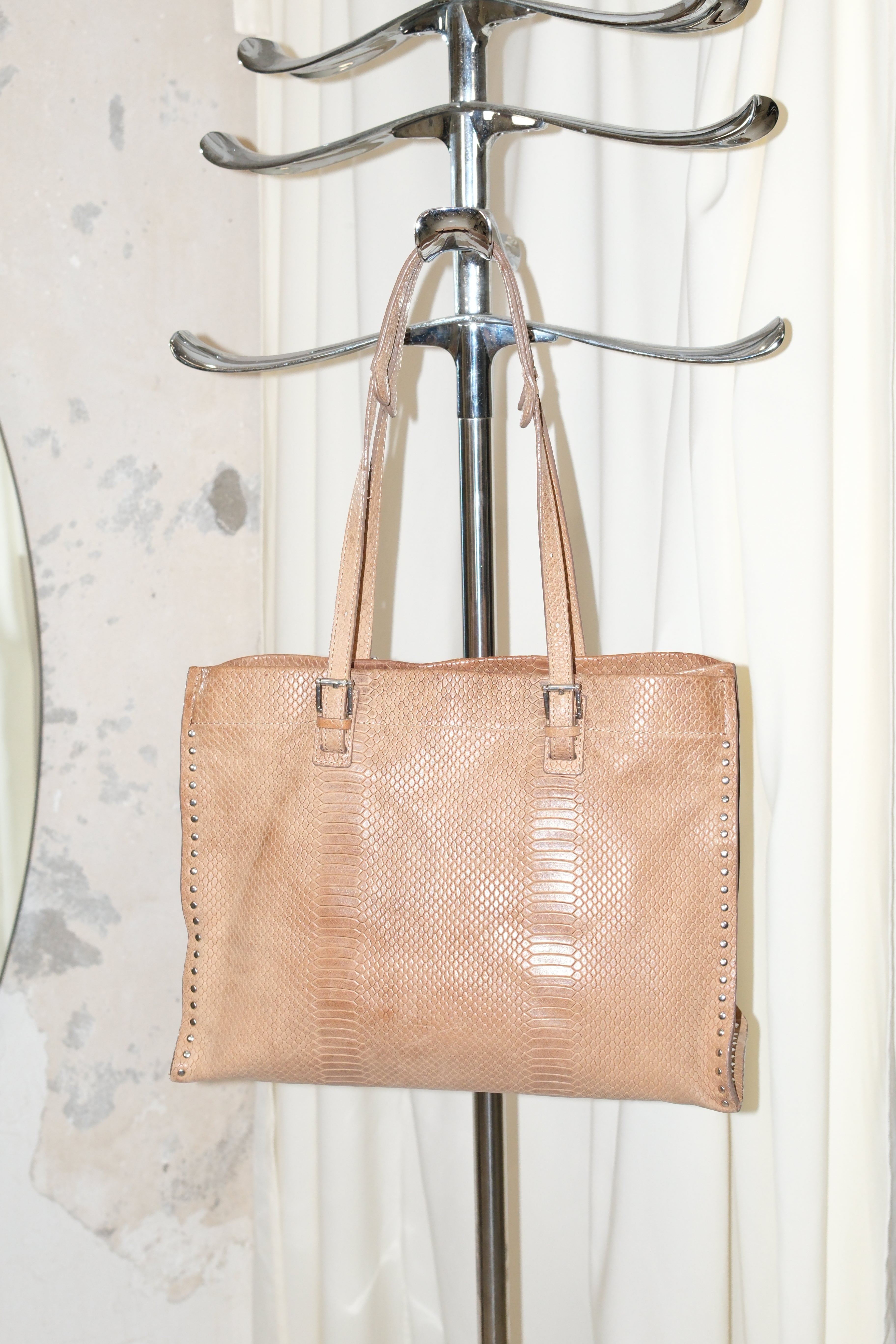 FRANCESCO BIASIA CARAMEL BROWN SQUARE LEATHER BAG