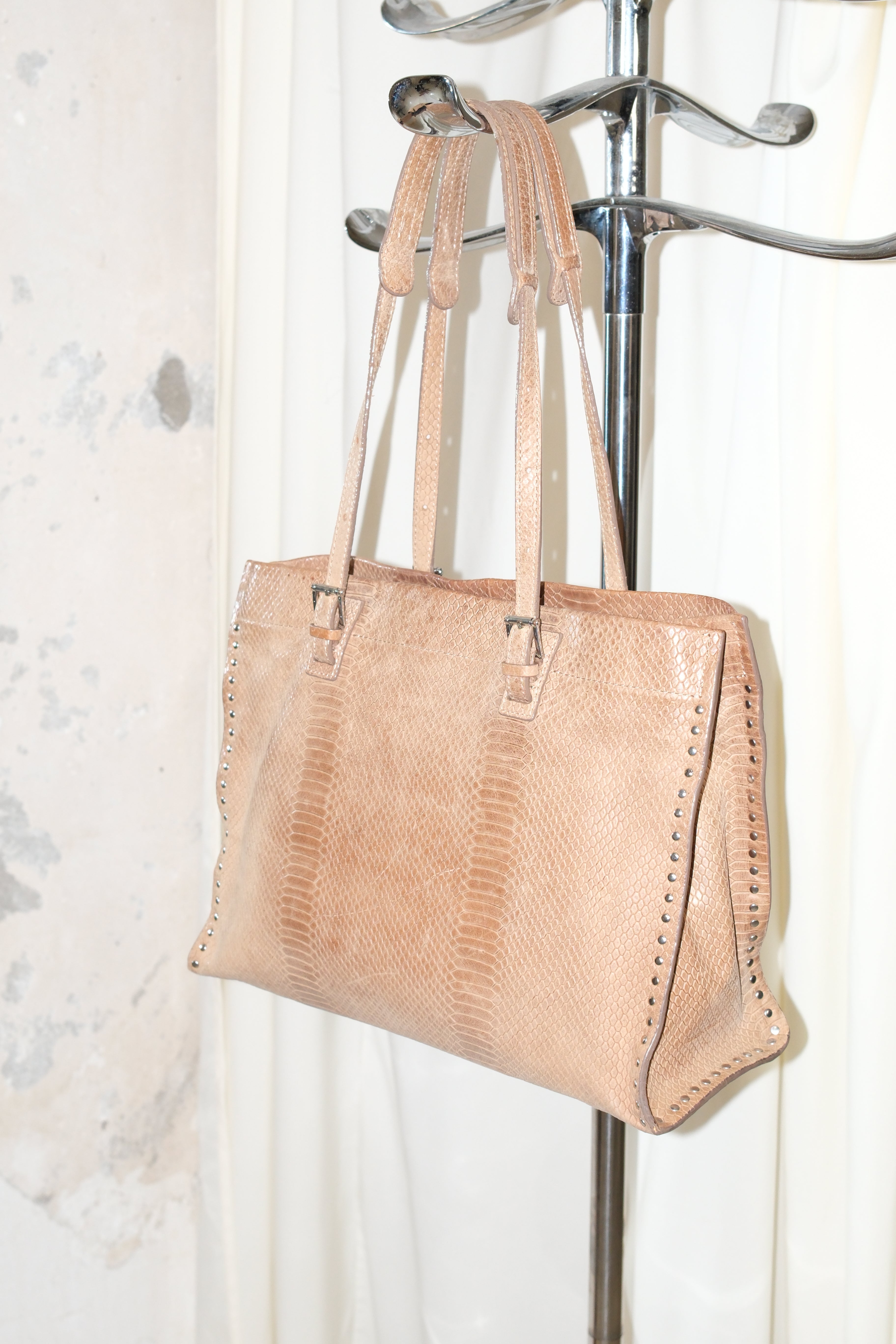 FRANCESCO BIASIA CARAMEL BROWN SQUARE LEATHER BAG