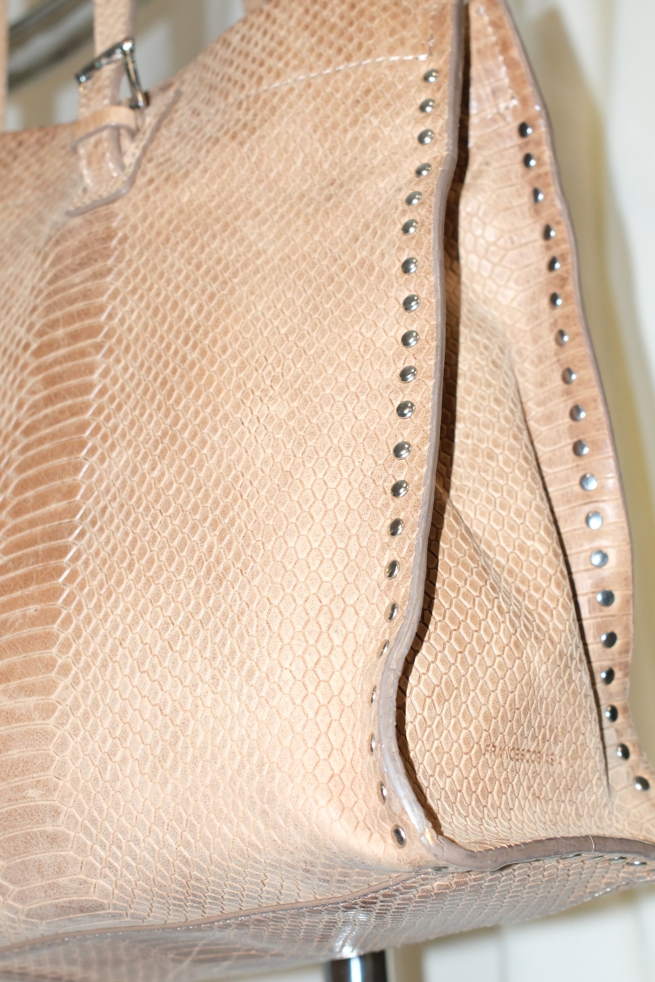 FRANCESCO BIASIA CARAMEL BROWN SQUARE LEATHER BAG