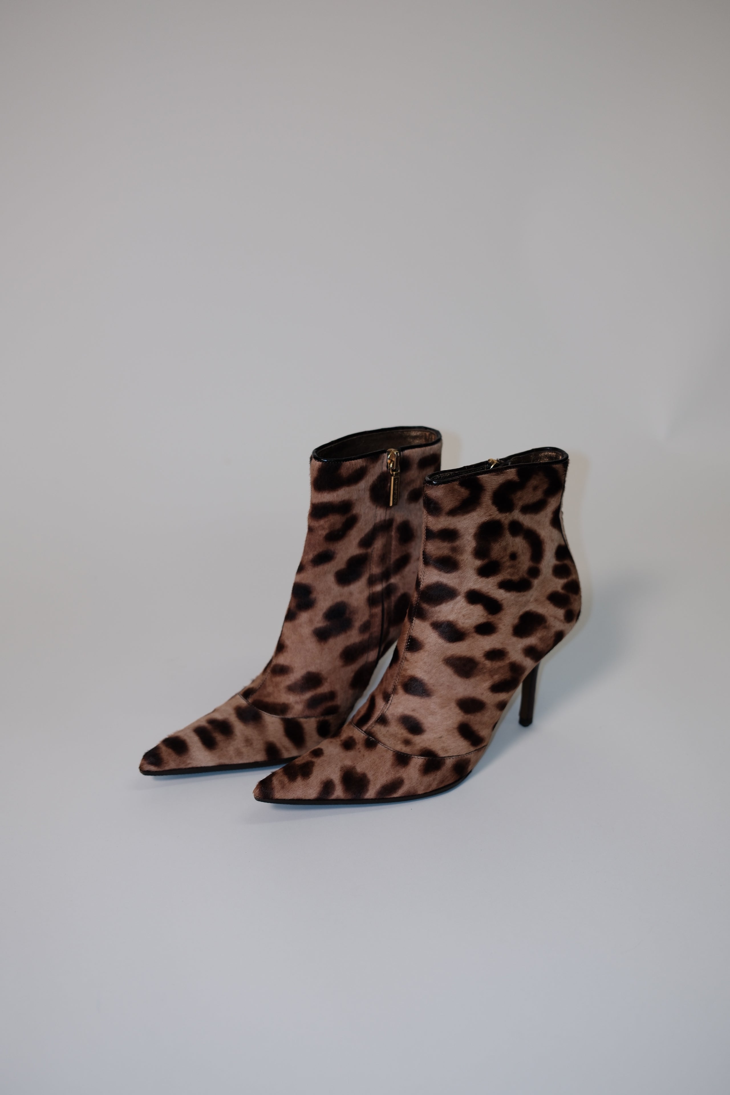 Dolce & Gabbana furry leather pointed toe ankle boots