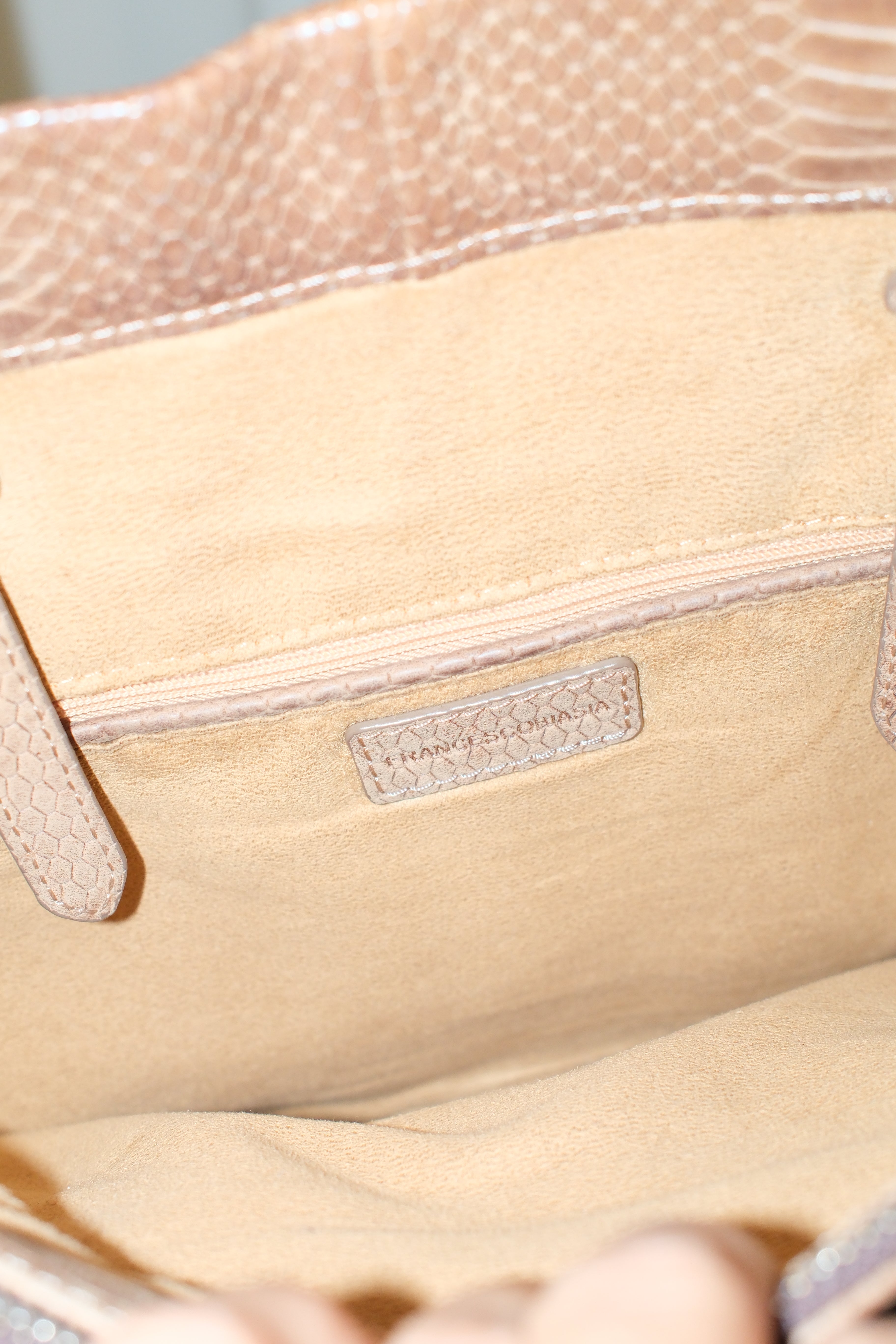 FRANCESCO BIASIA CARAMEL BROWN SQUARE LEATHER BAG