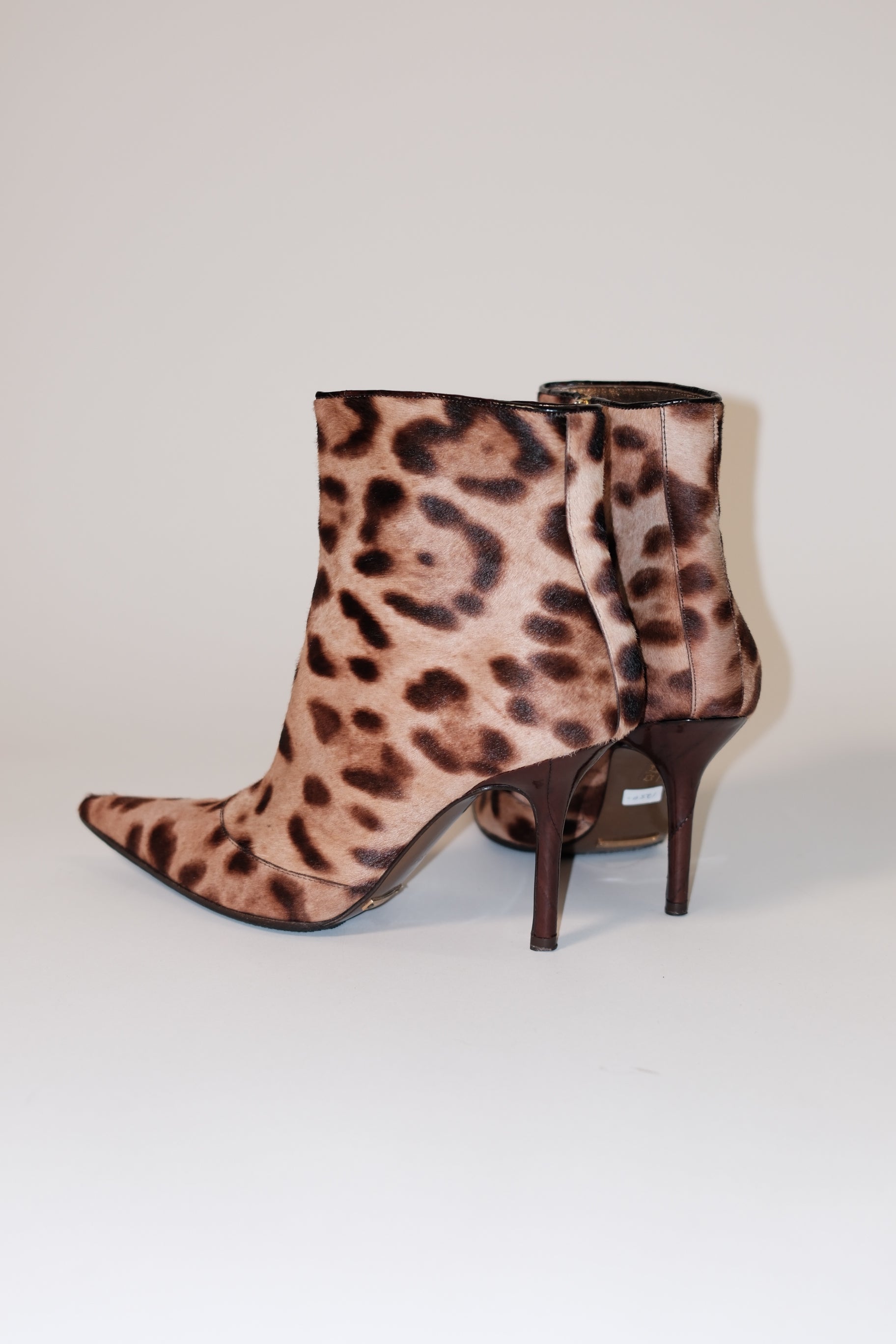 Dolce & Gabbana furry leather pointed toe ankle boots