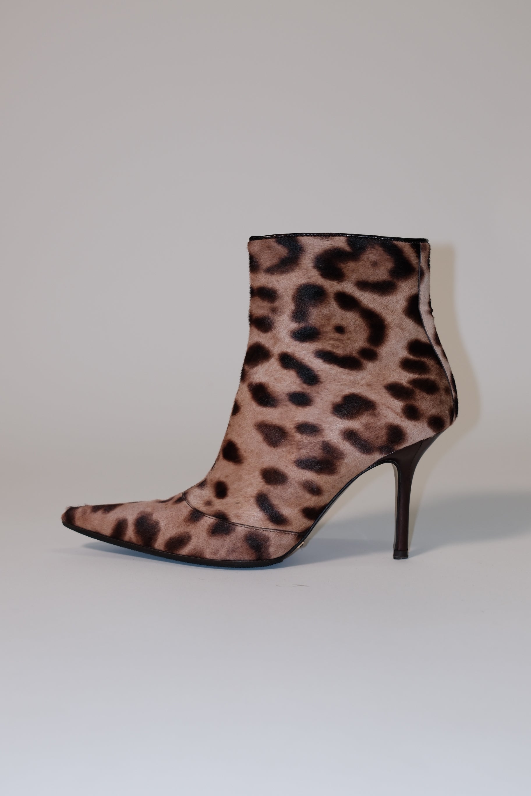 Dolce & Gabbana furry leather pointed toe ankle boots