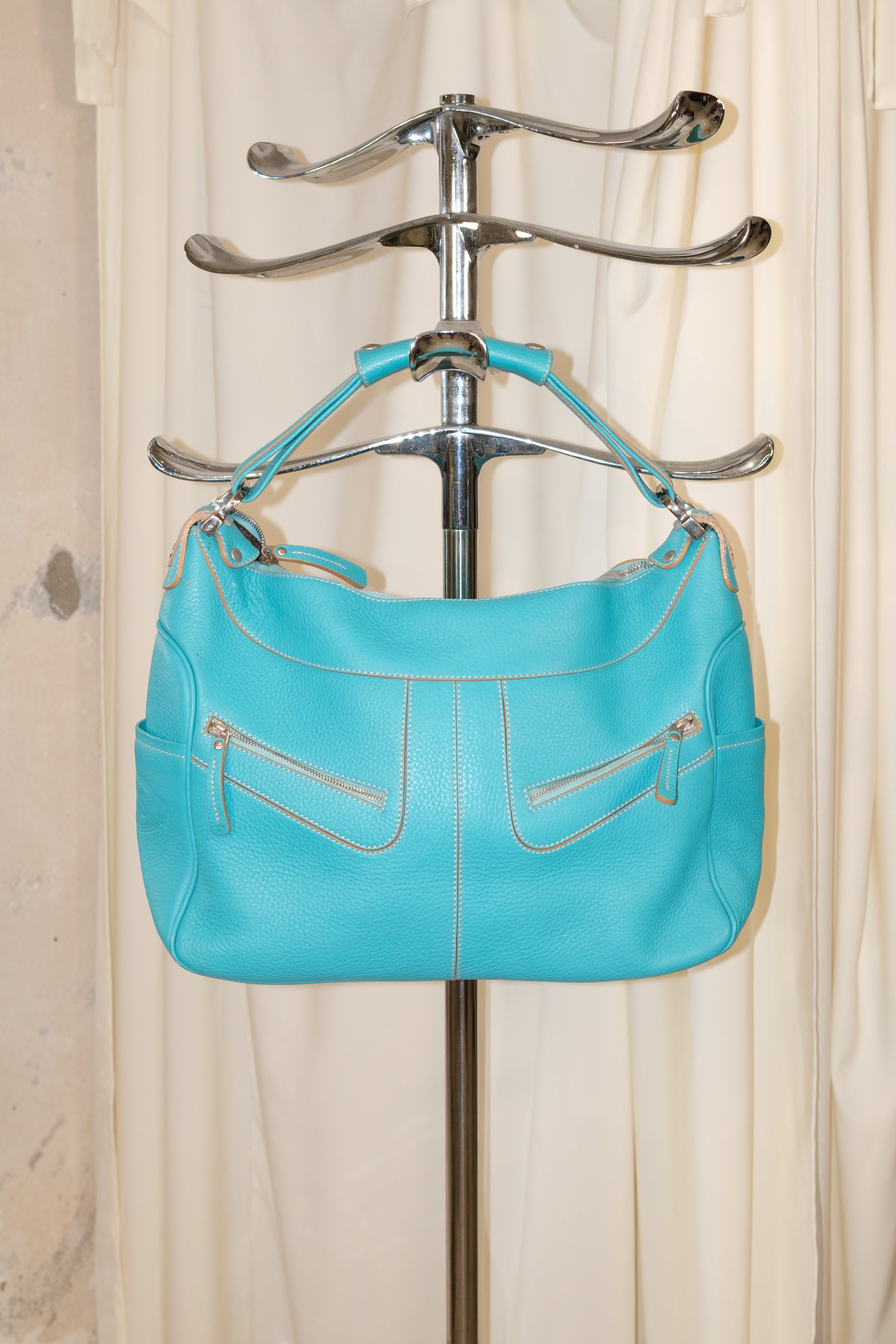 Tod's cyan blue classic shape shoulder bag