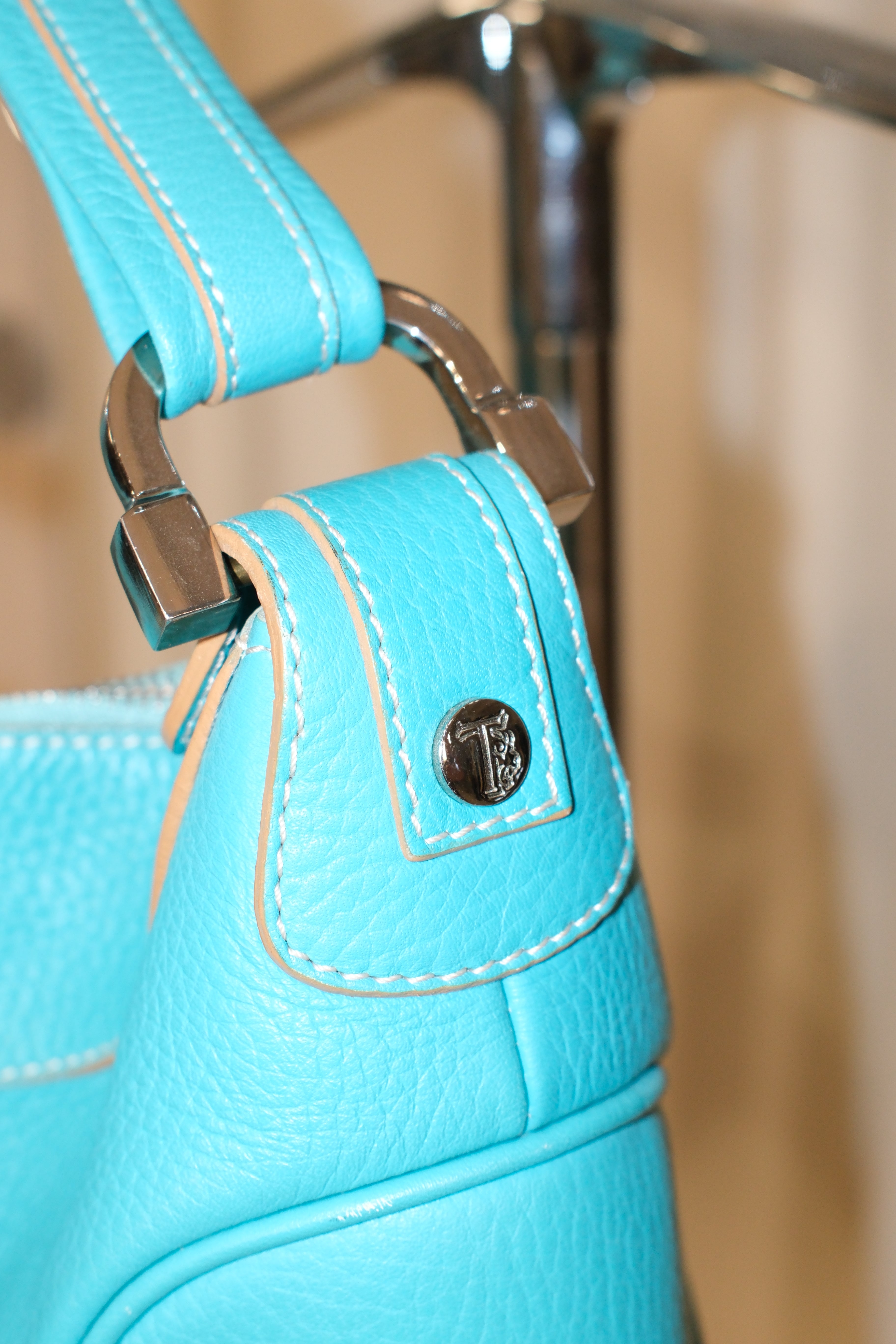 Tod's cyan blue classic shape shoulder bag