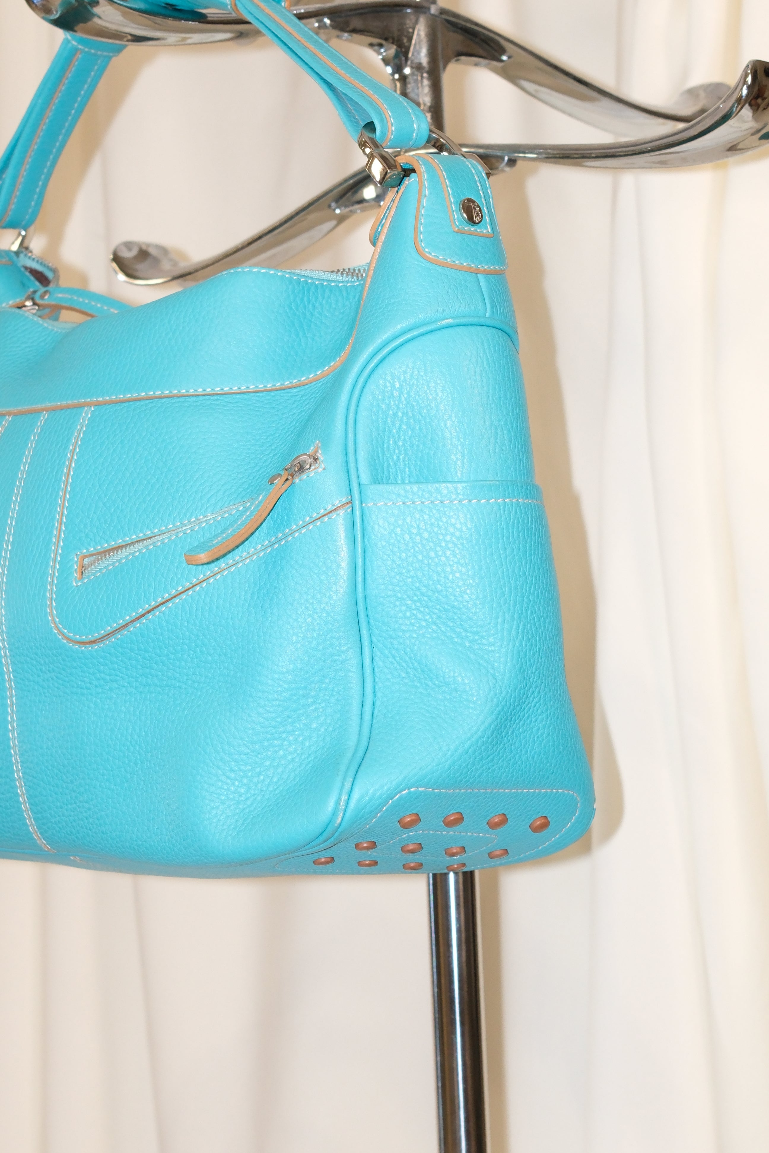 Tod's cyan blue classic shape shoulder bag