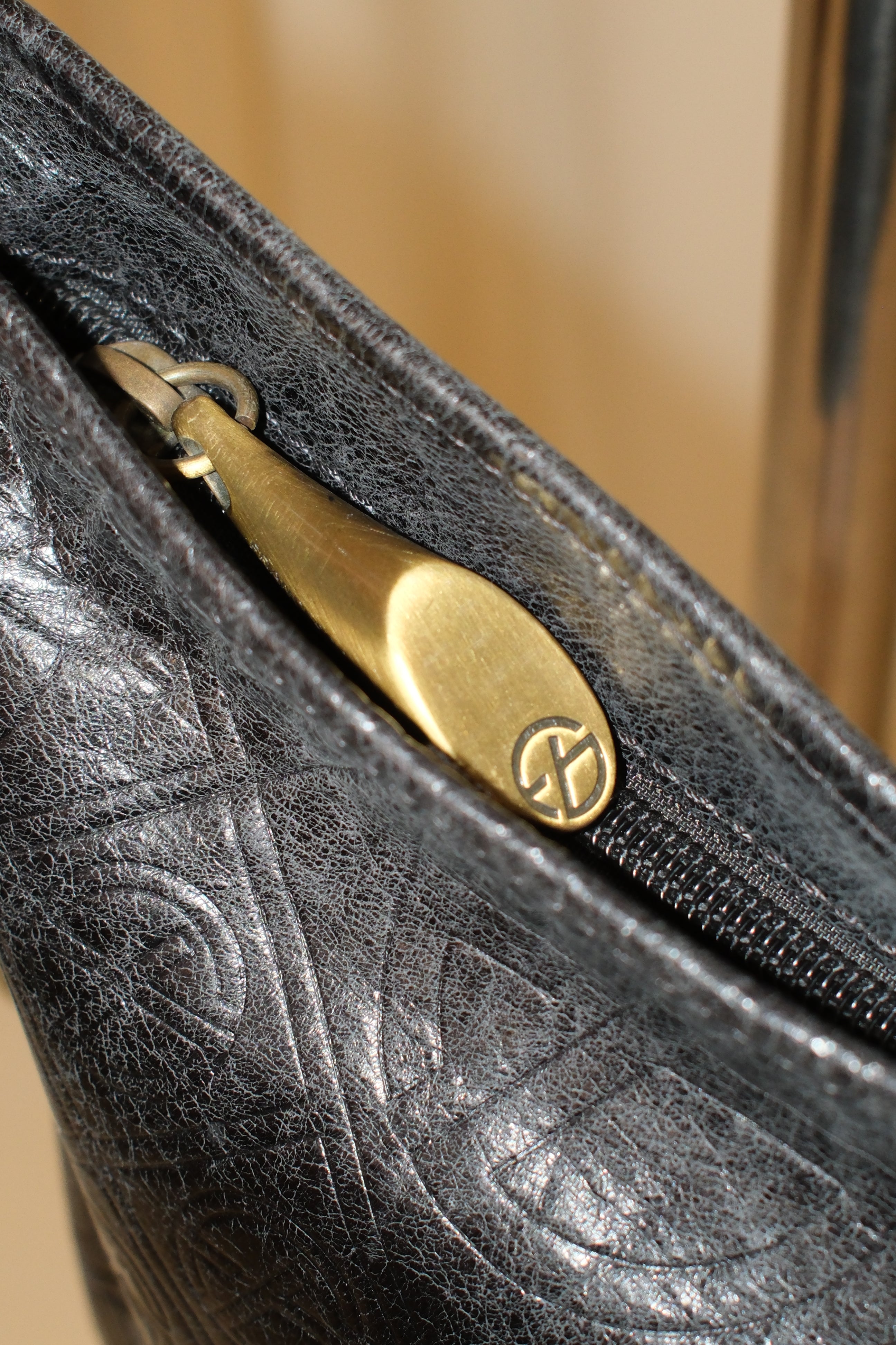 FRANCESCO BIASIA CROSSBODY BAG IN BLACK MONOGRAM LEATHER