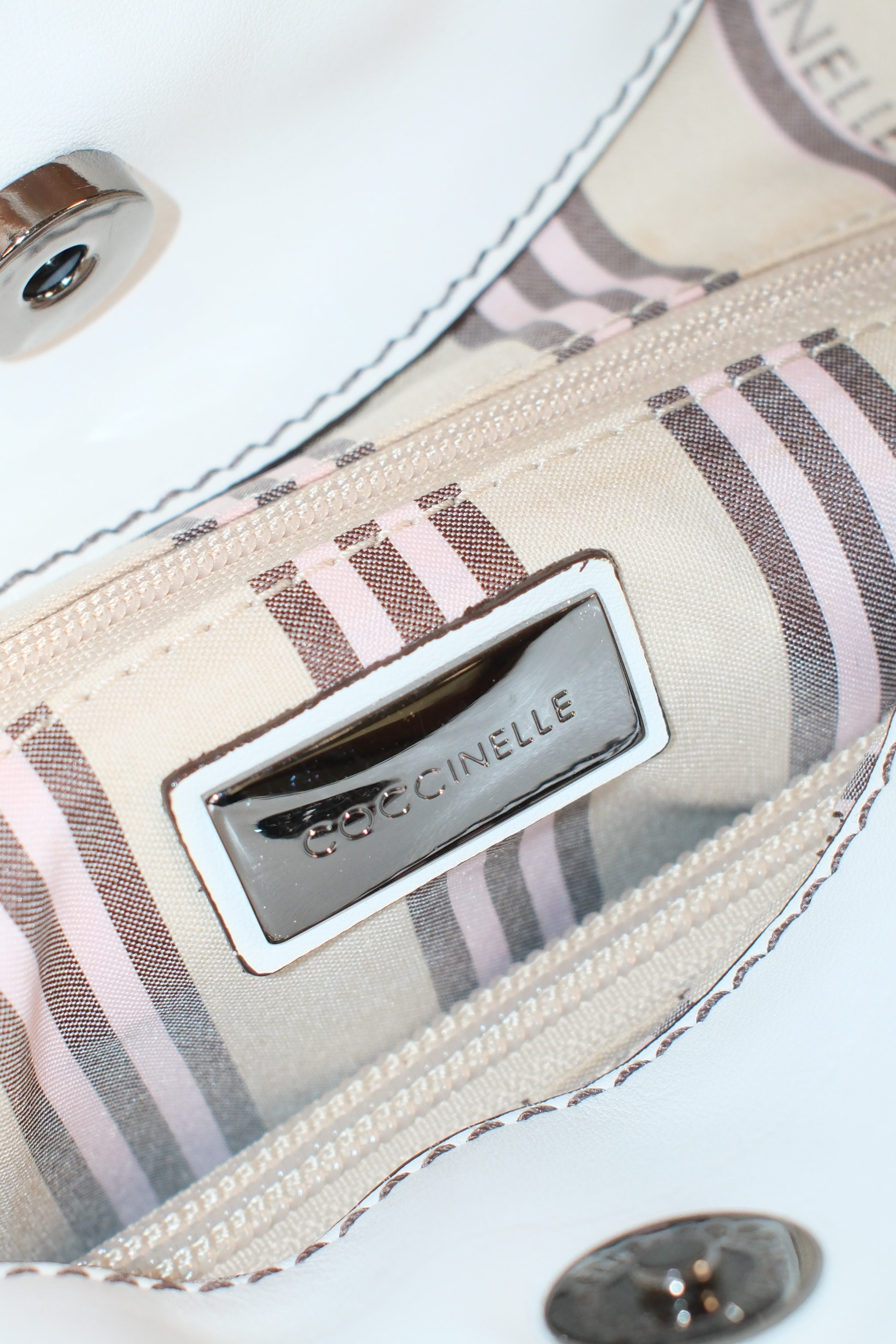 COCCINELLE WOVEN WHITE LEATHER BAG