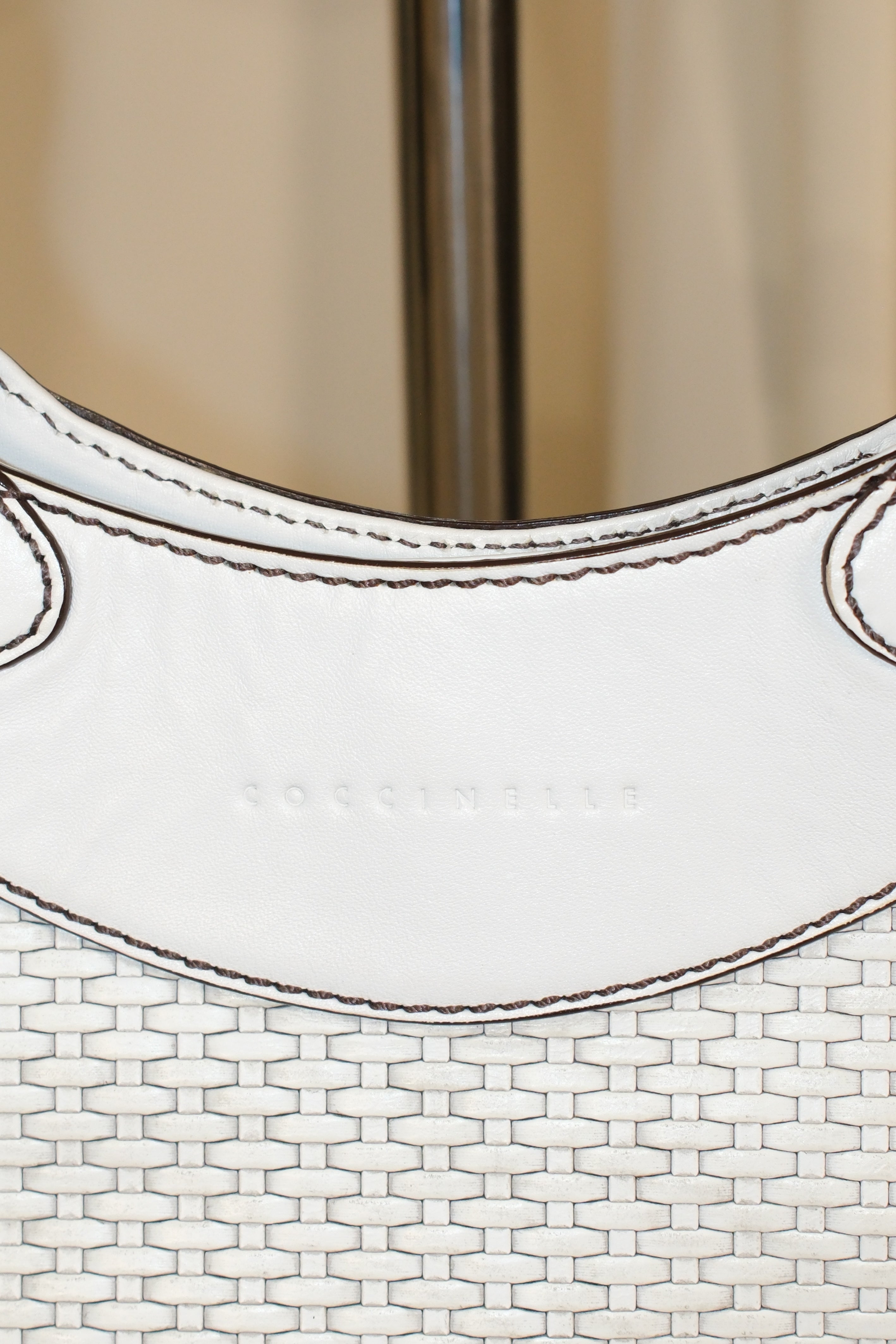 COCCINELLE WOVEN WHITE LEATHER BAG