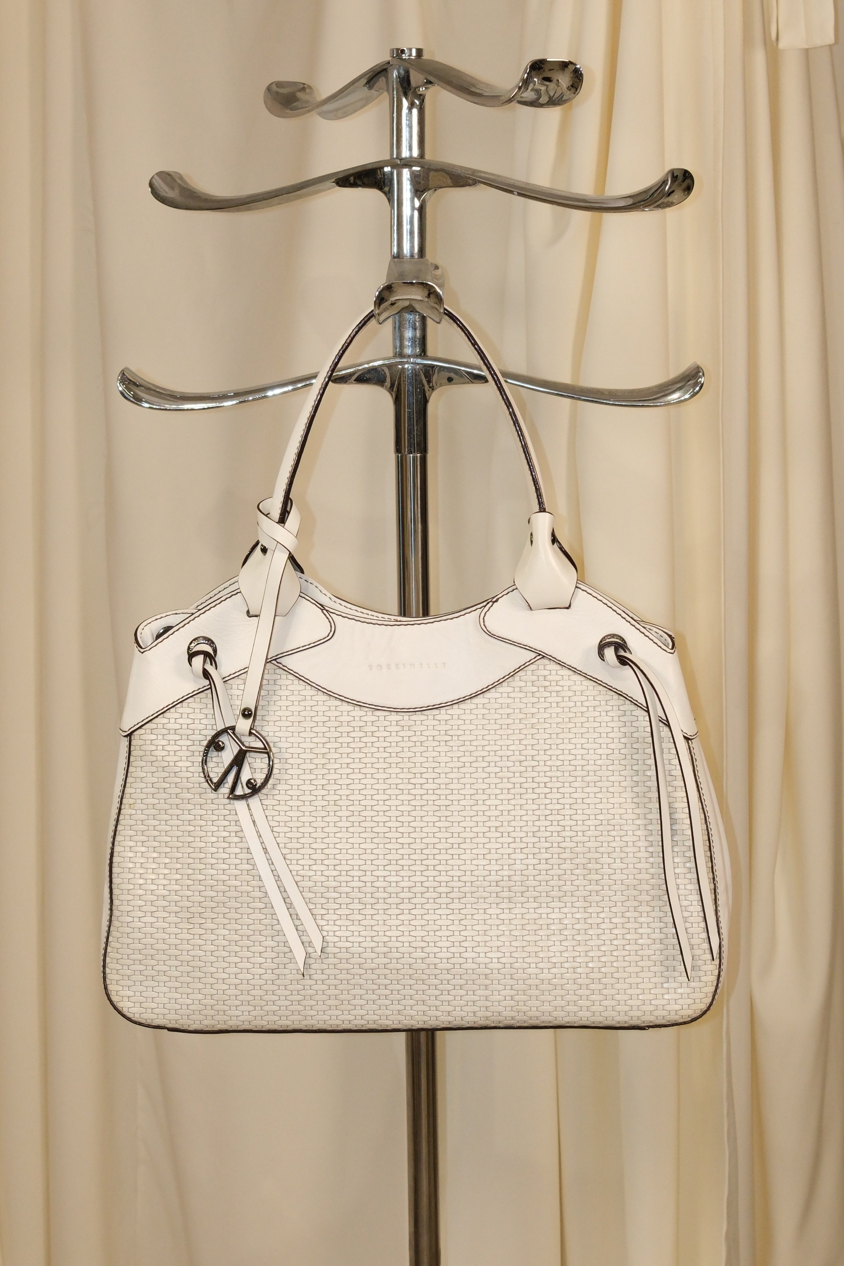 COCCINELLE WOVEN WHITE LEATHER BAG