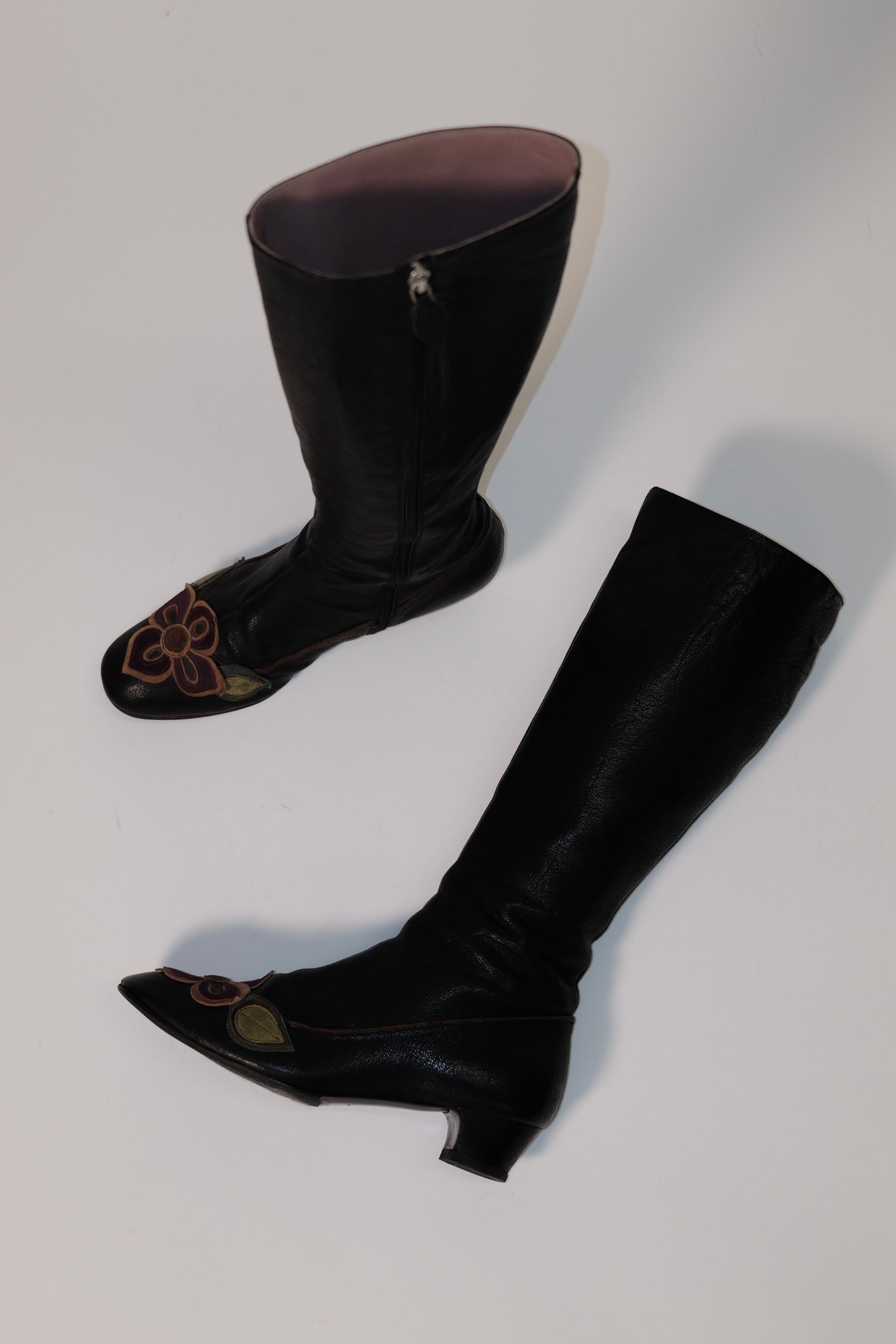 Miu Miu long leather boots with handmade leather flowers (Copy)
