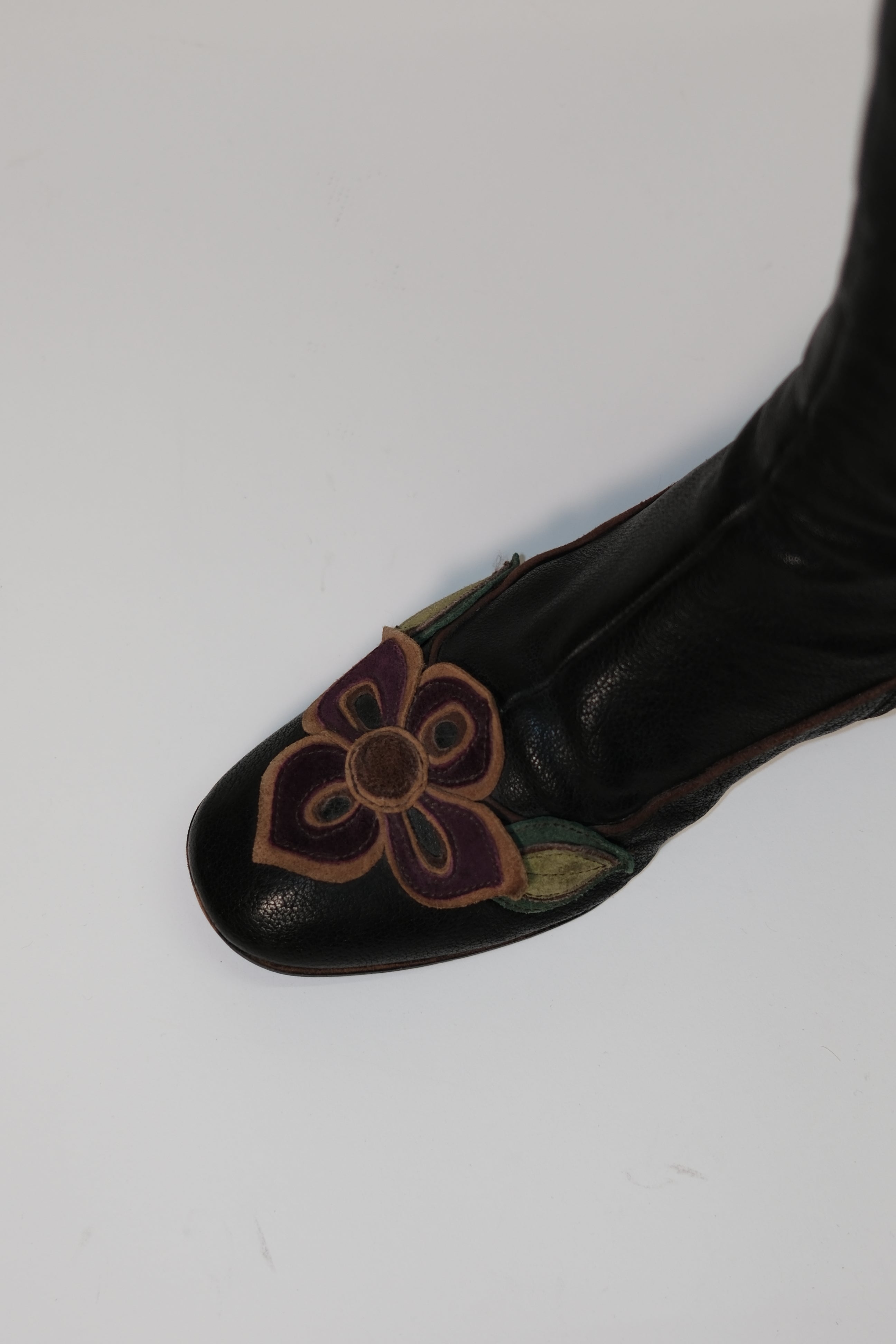 Miu Miu long leather boots with handmade leather flowers (Copy)