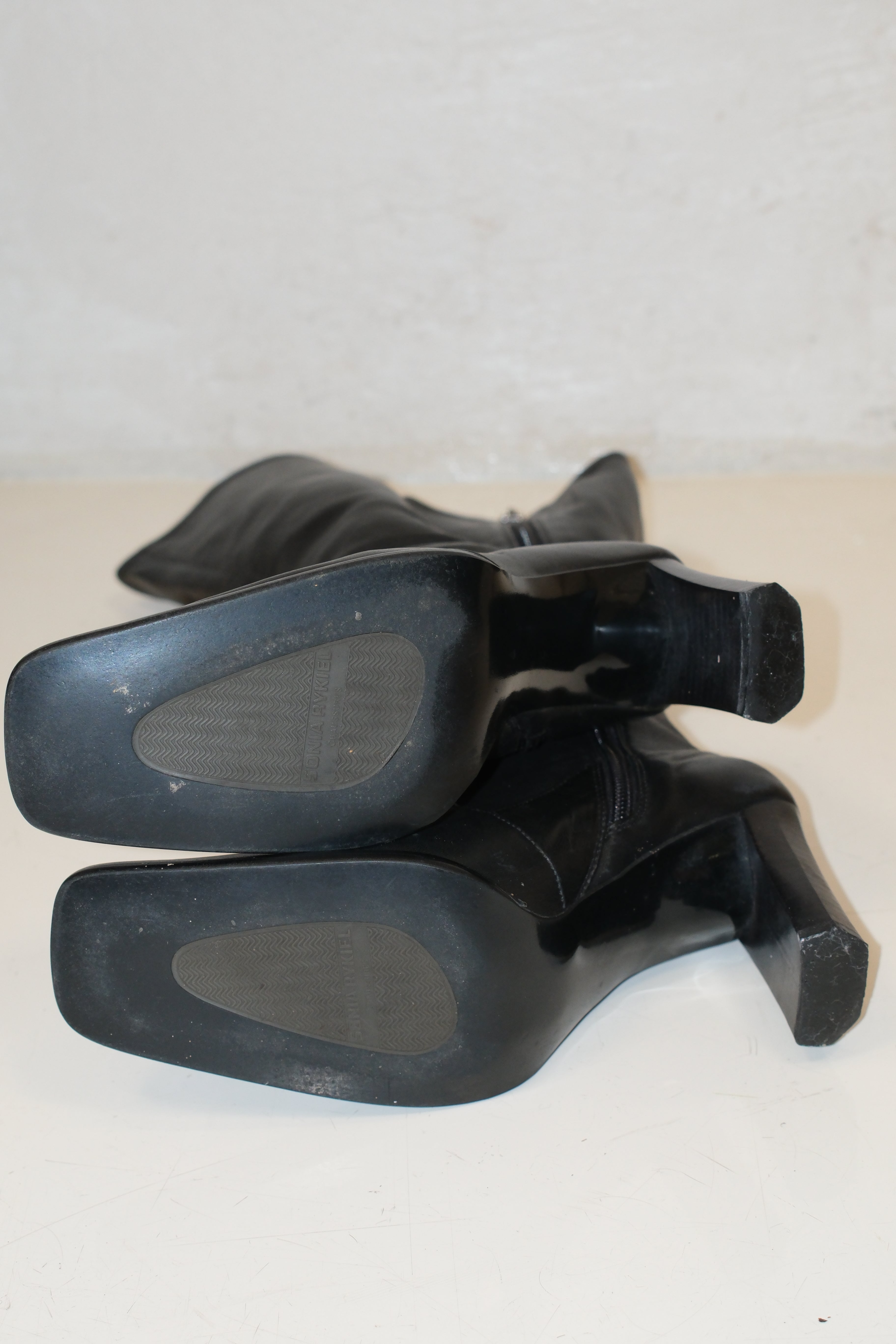 Sonia Rykiel Soft Leather Knee High Boots with Square Toe 90s Style Size 35