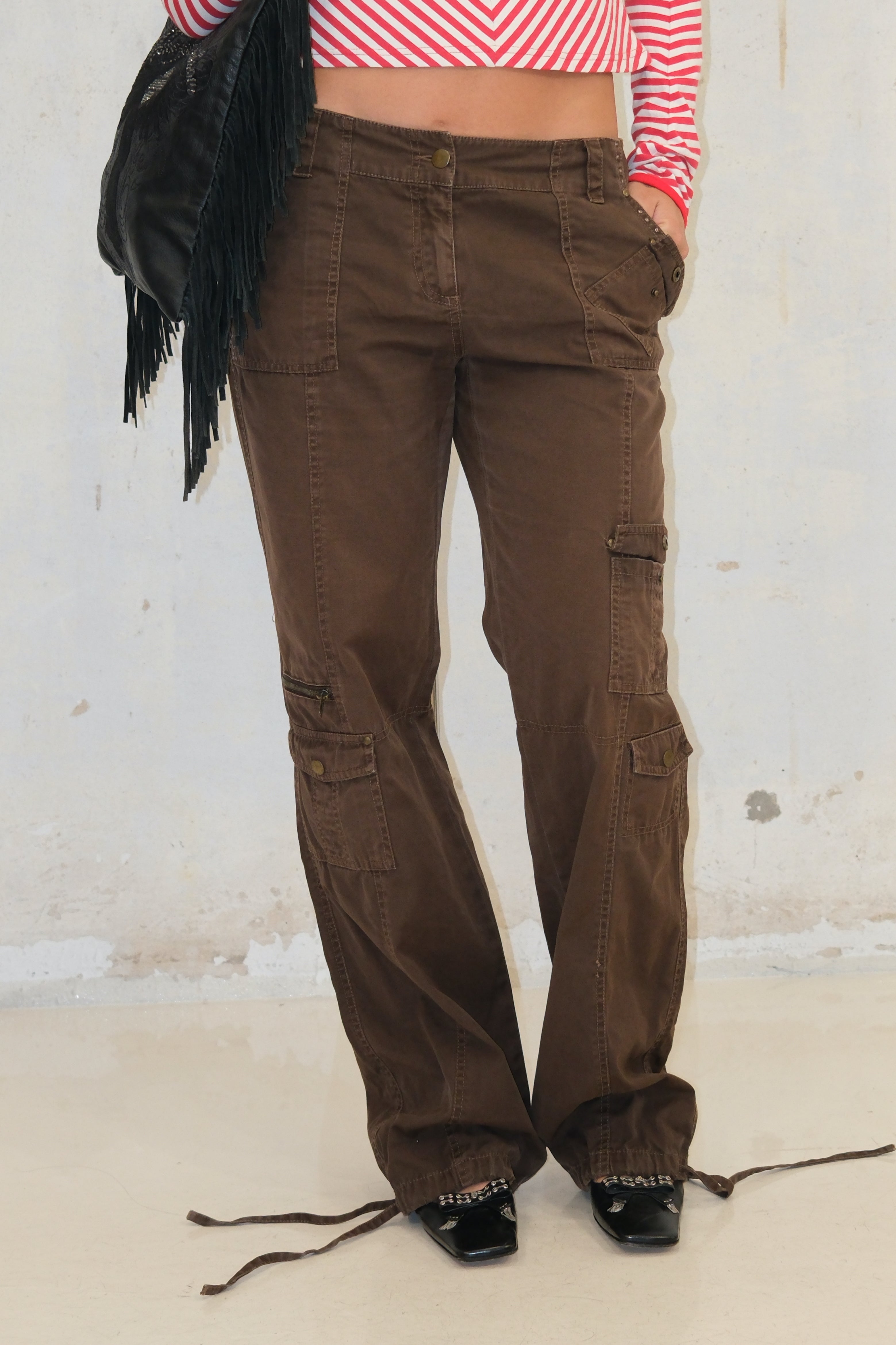 Cocoa Low-Rise Cargo With Details Size 38