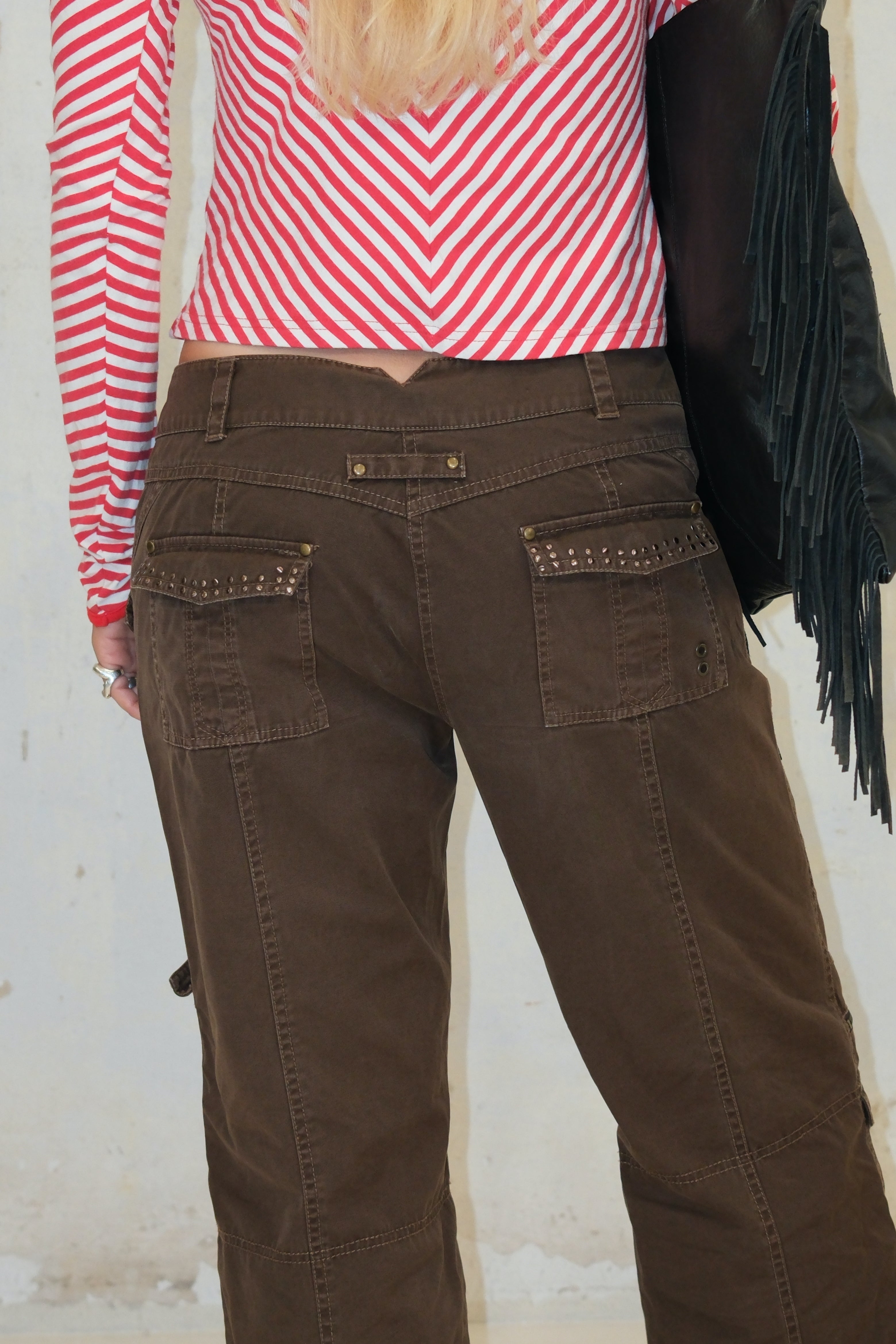 Cocoa Low-Rise Cargo With Details Size 38