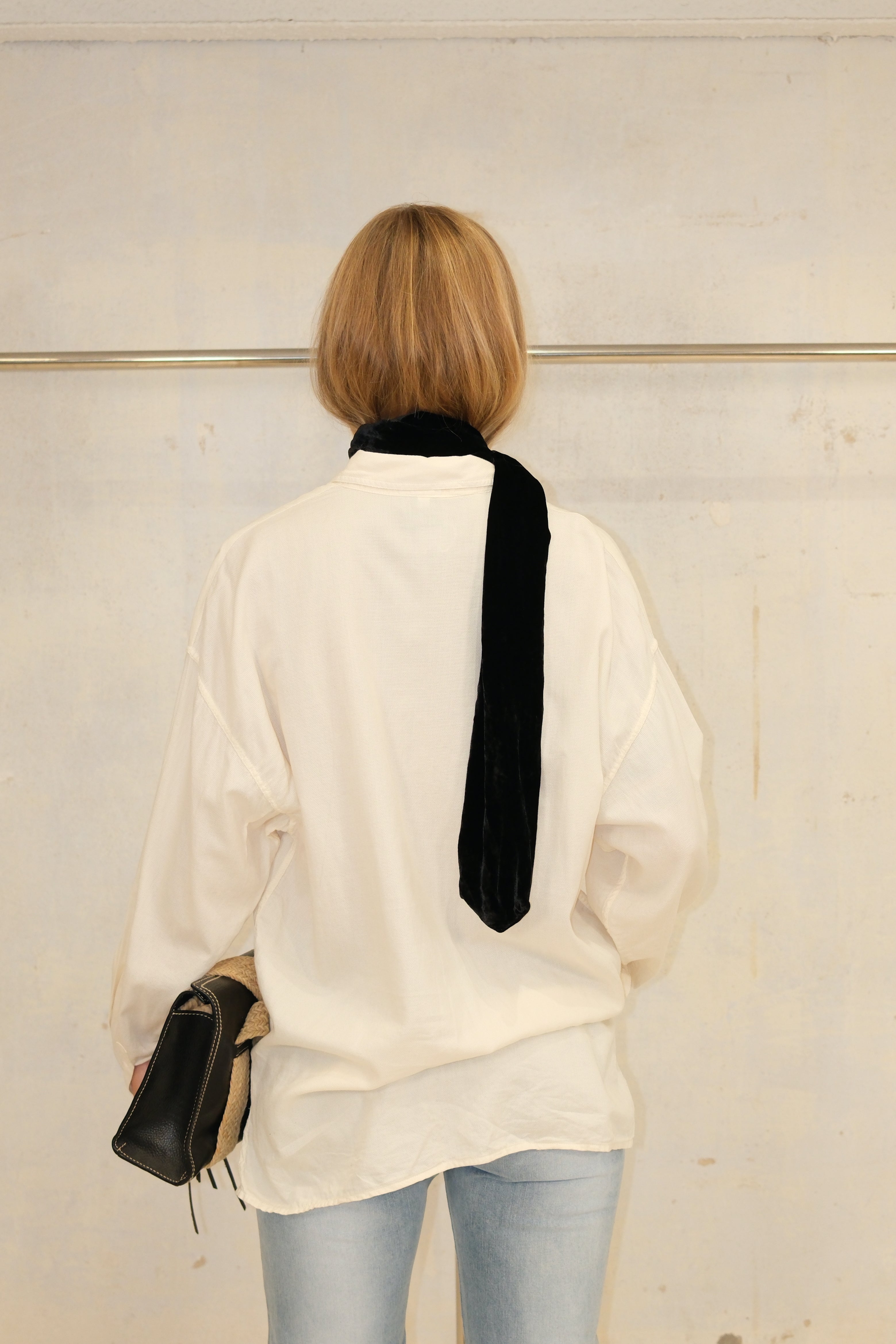 VERSACE CREAM BUTTON UP TOP WITH POCKETS