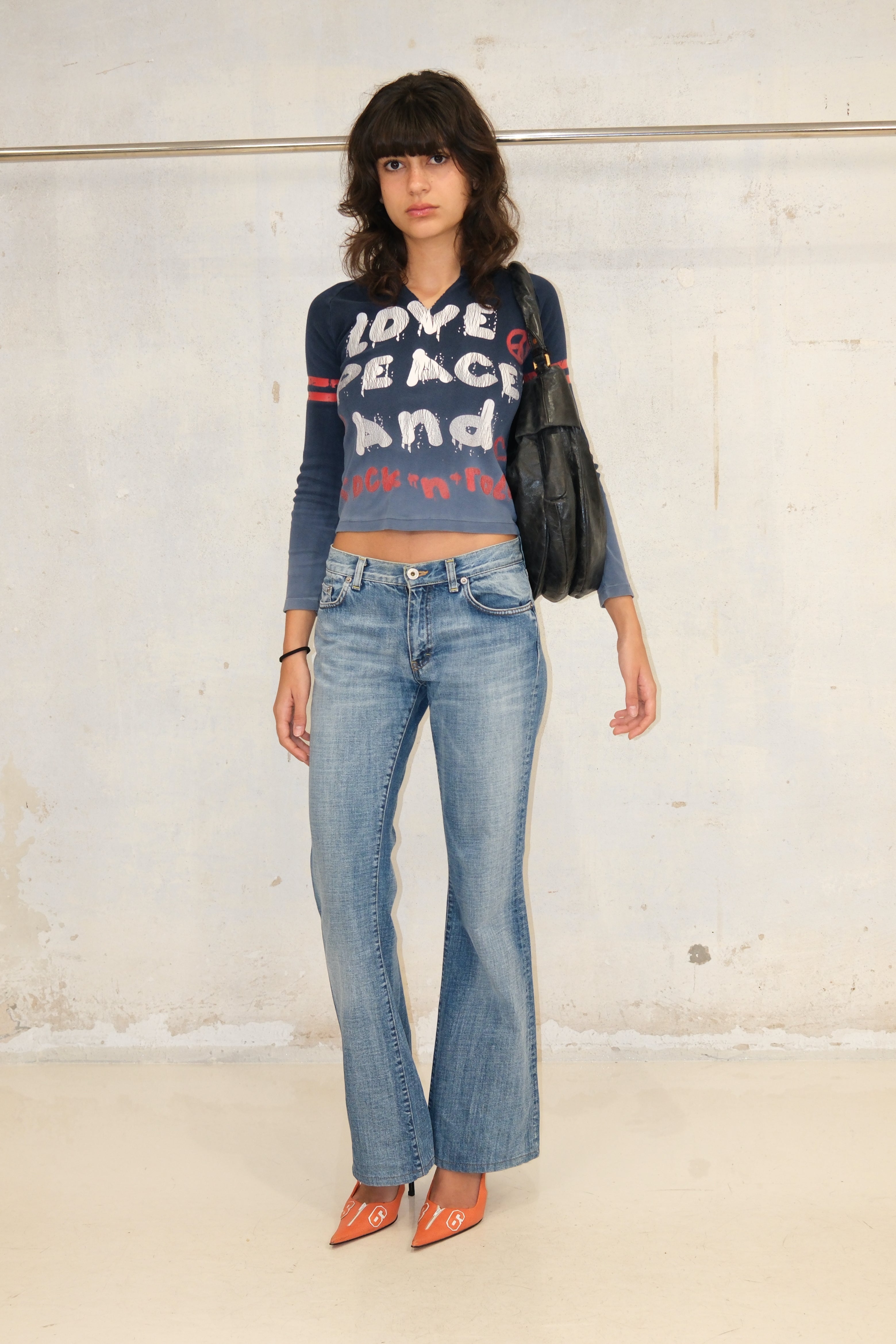 'LOVE PEACE AND ROCK N ROLL'OMBRE TOP