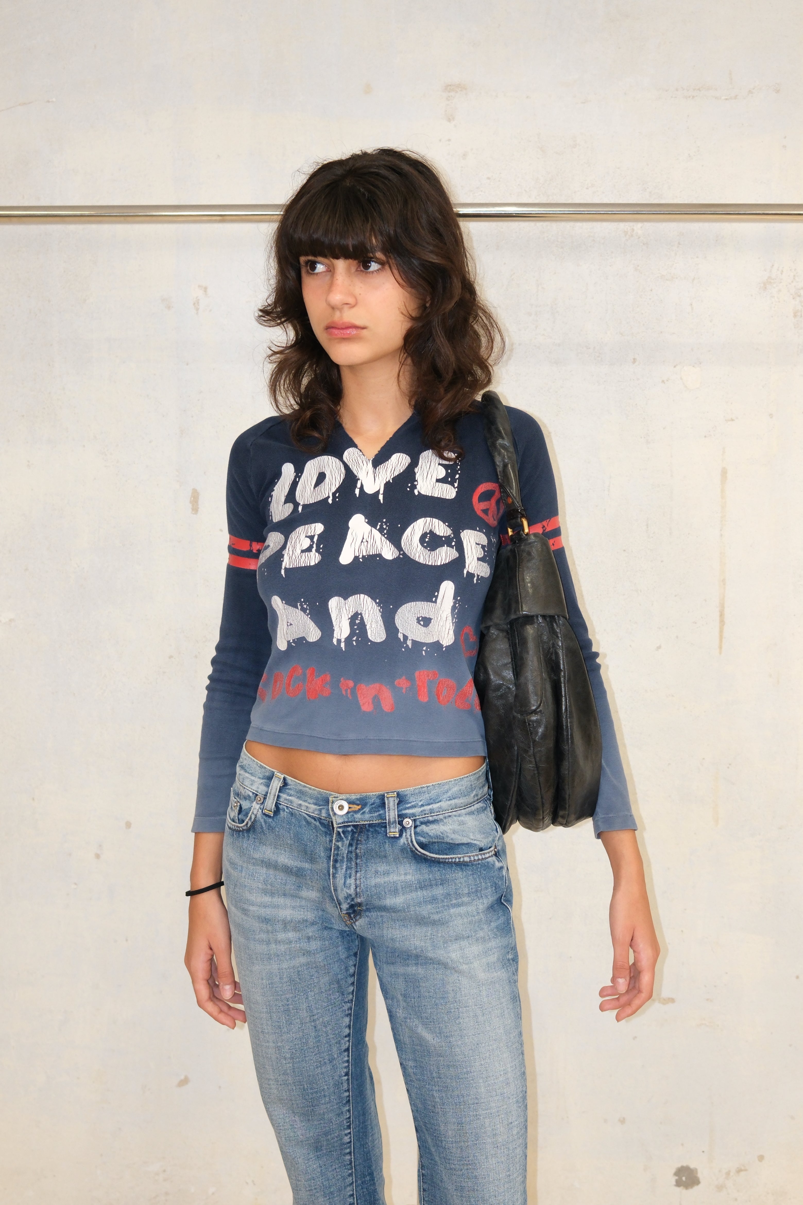 'LOVE PEACE AND ROCK N ROLL'OMBRE TOP