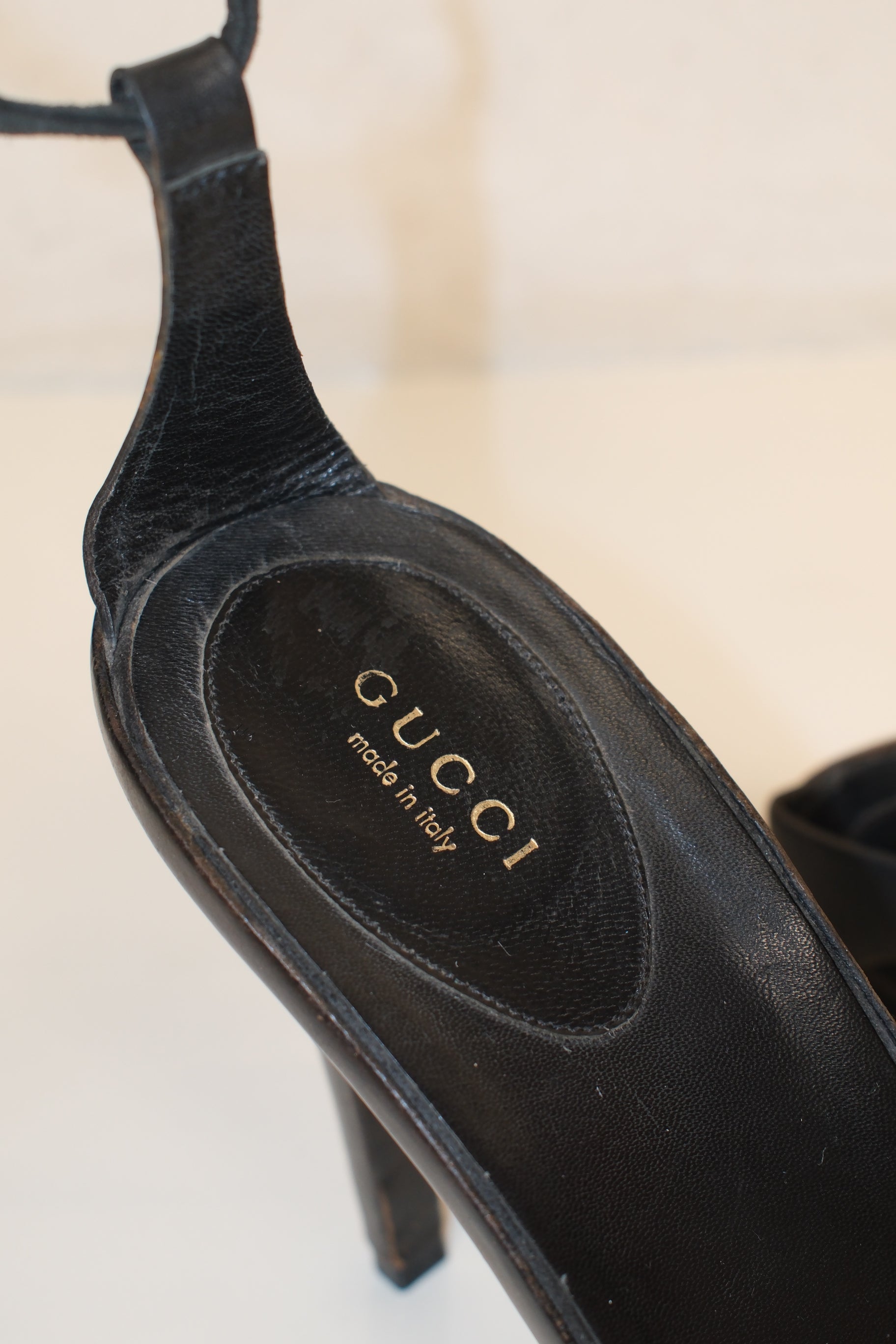 2002 *Runway* Tom Ford for Gucci high heels heart leather sandals