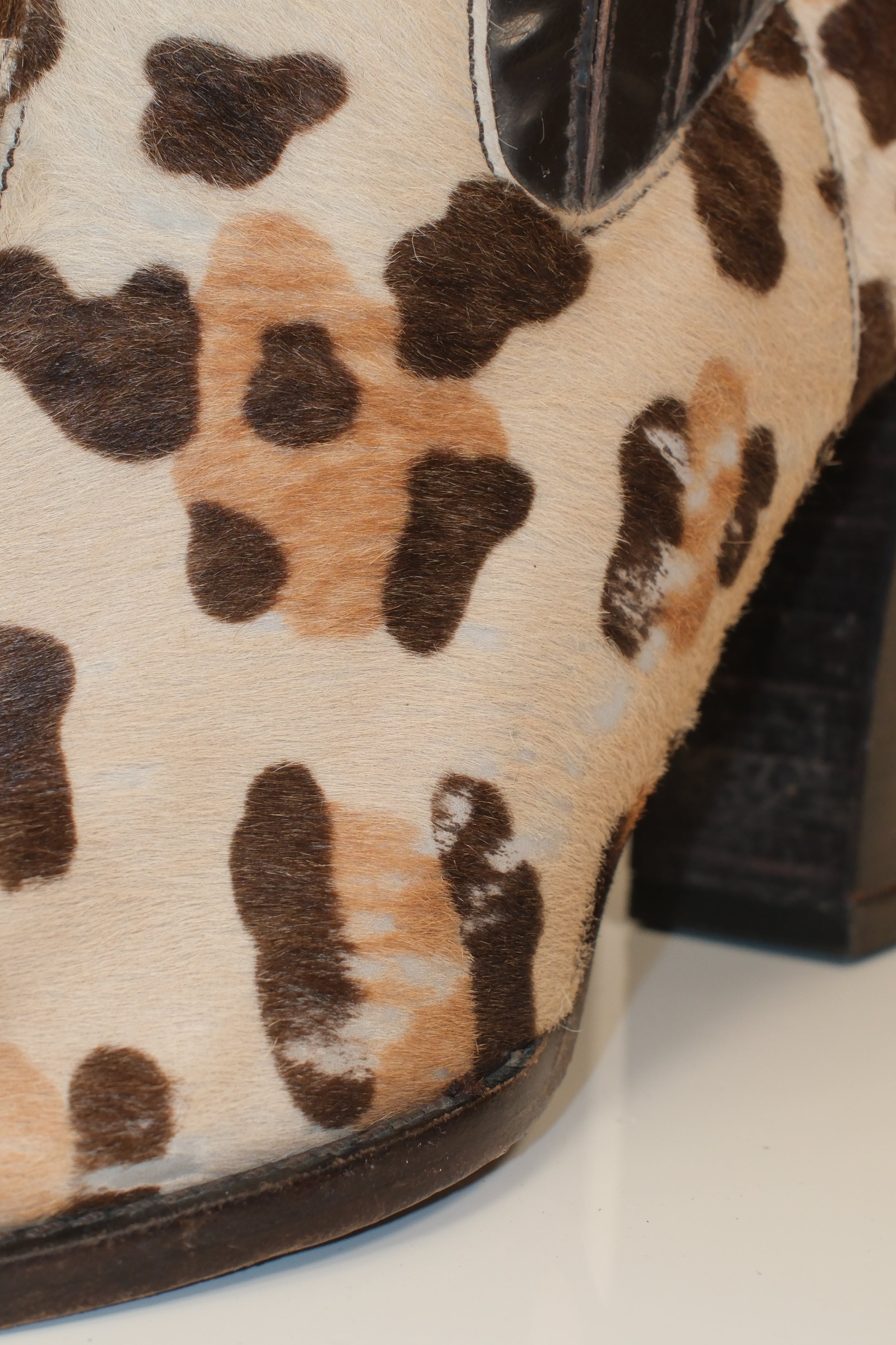 Dolce Gabbana leopard furry leather boots