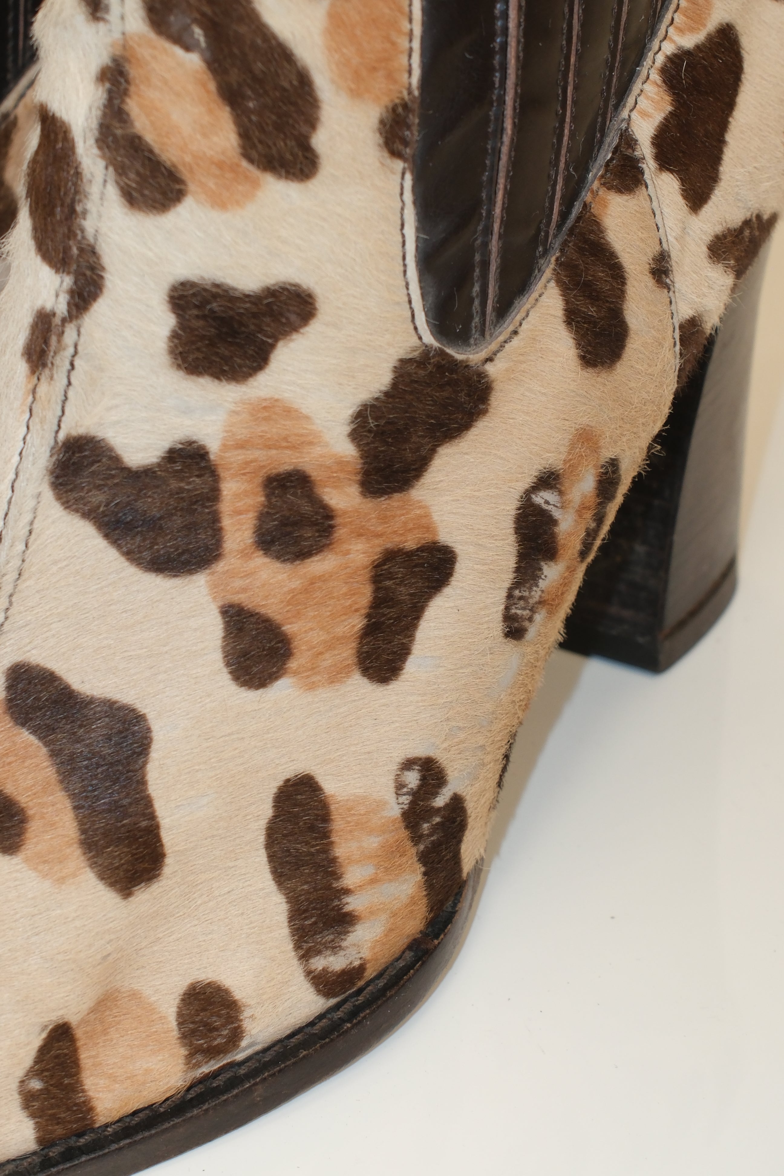 Dolce Gabbana leopard furry leather boots