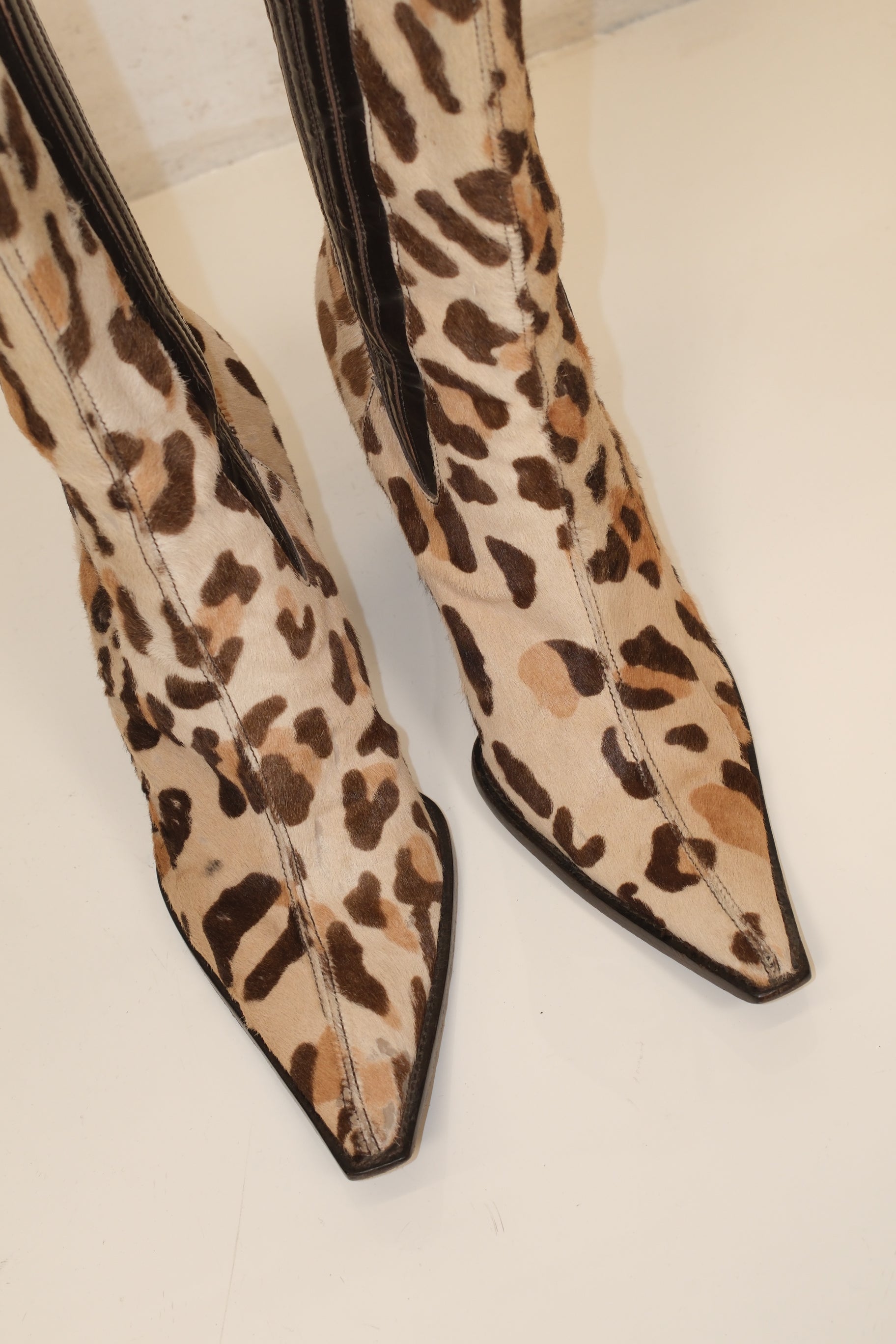Dolce Gabbana leopard furry leather boots