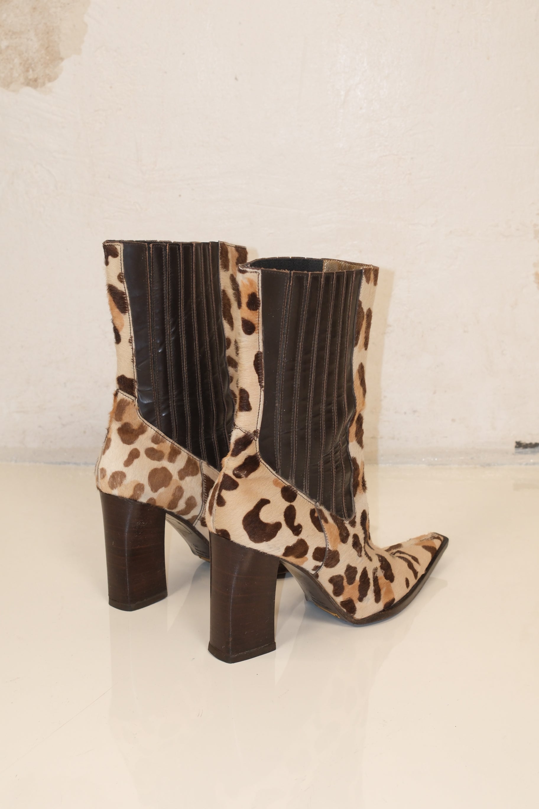 Dolce Gabbana leopard furry leather boots