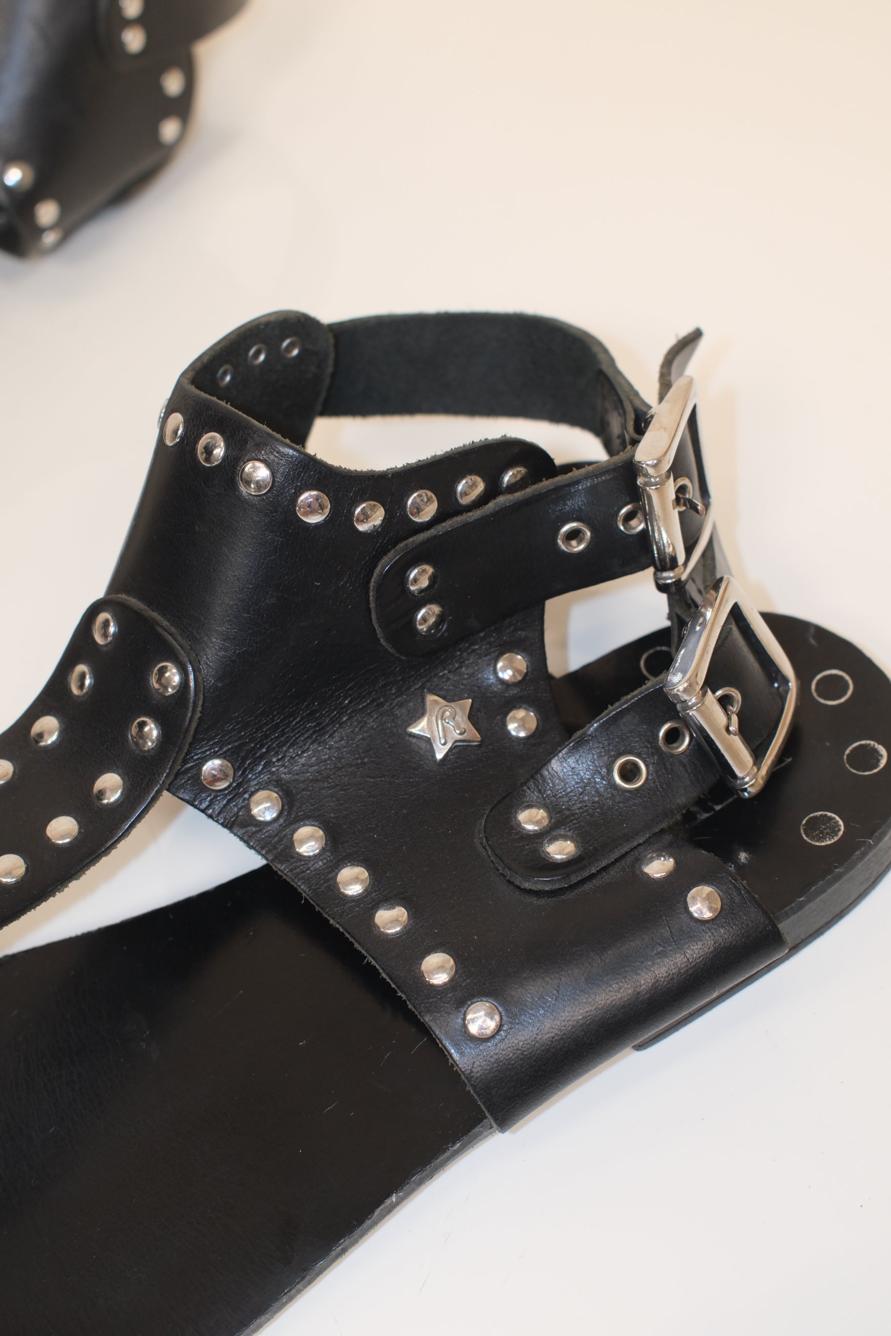Replay studded gladiator sandals in black leather