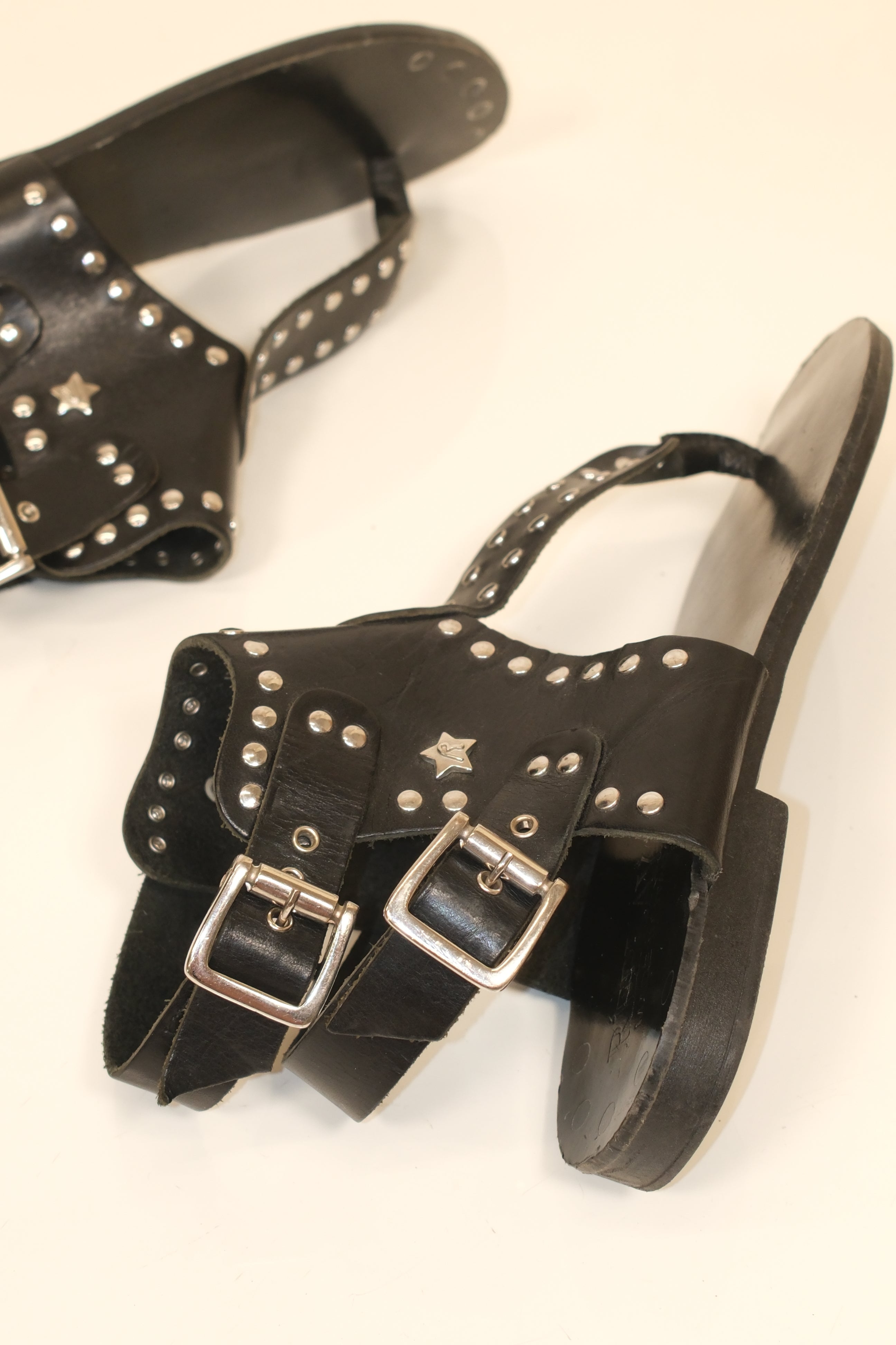 Replay studded gladiator sandals in black leather
