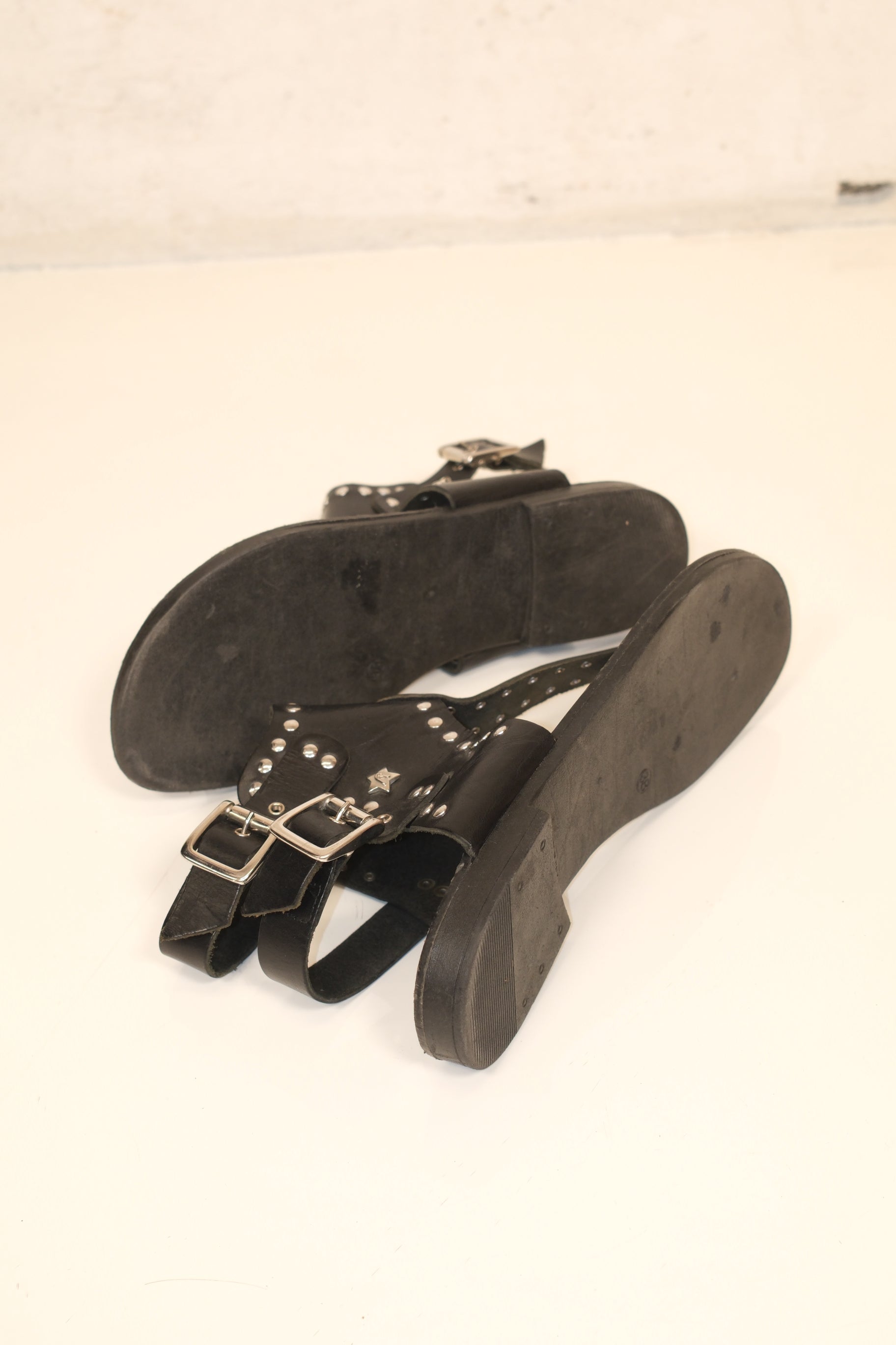Replay studded gladiator sandals in black leather