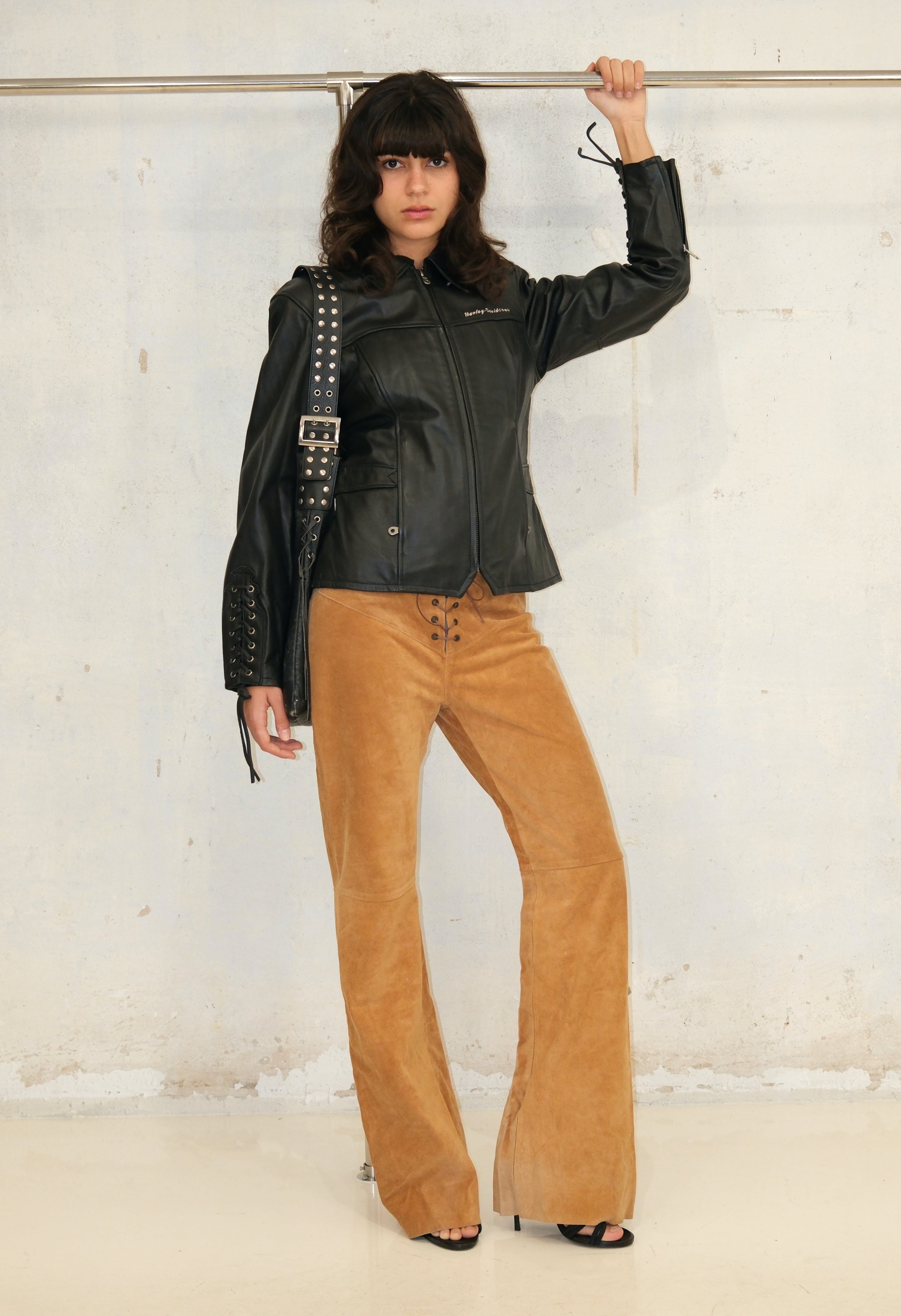 HARLEY DAVIDSON EMBROIDERED BACK CORSET BIKER JACKET