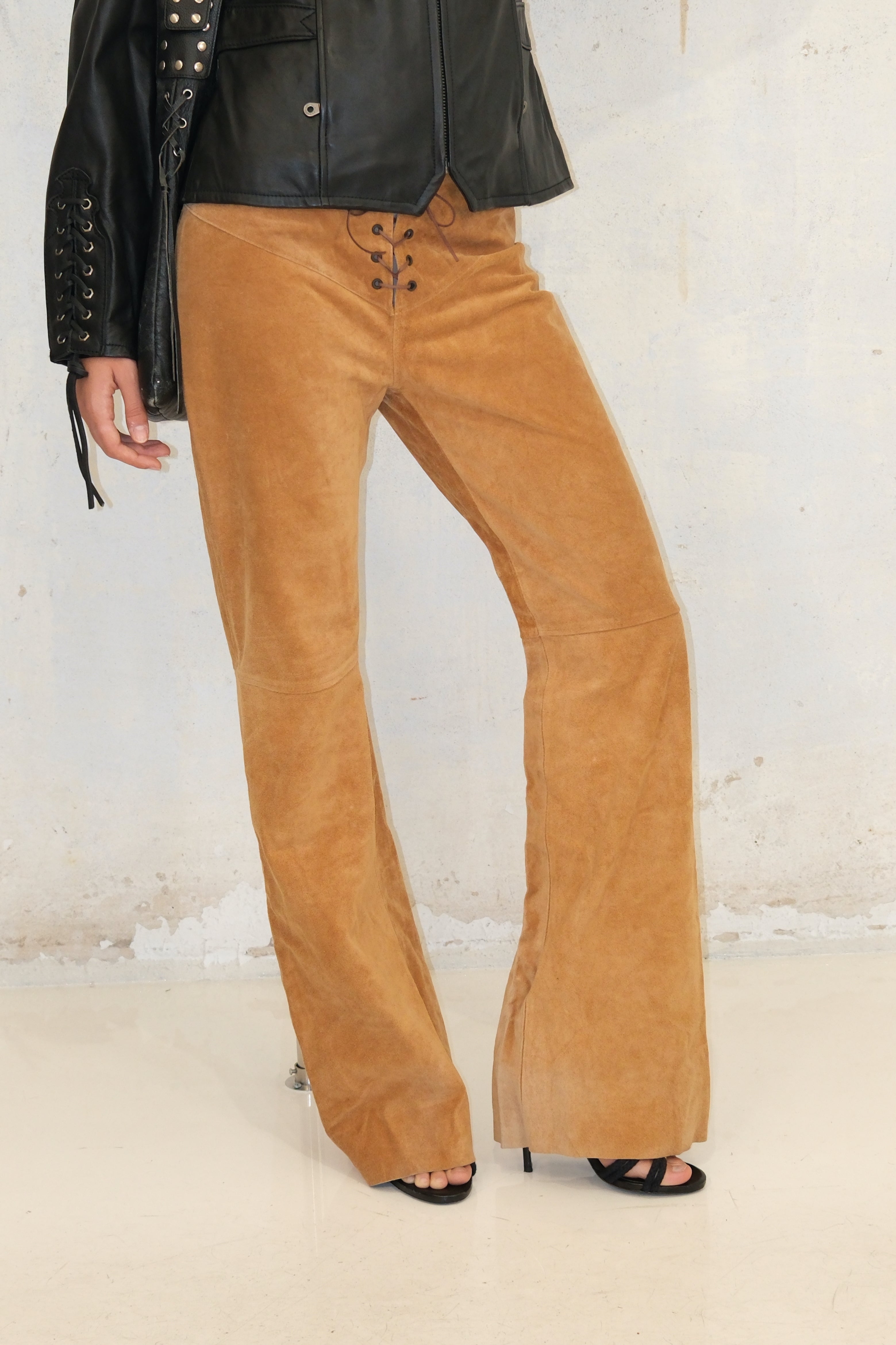WESTERN VIBE SUEDE LEATHER FLARE PANTS SIZE 36