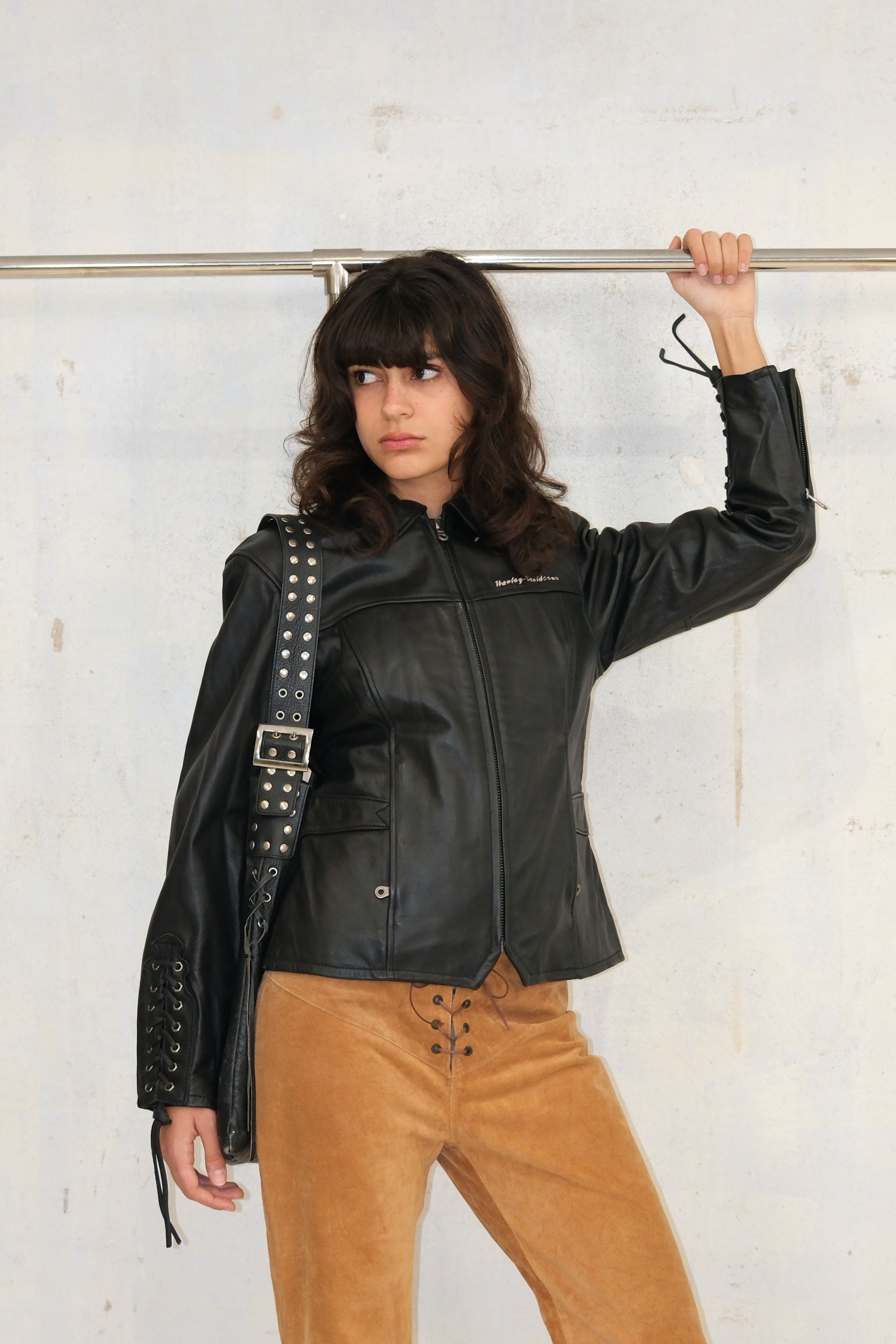 HARLEY DAVIDSON EMBROIDERED BACK CORSET BIKER JACKET