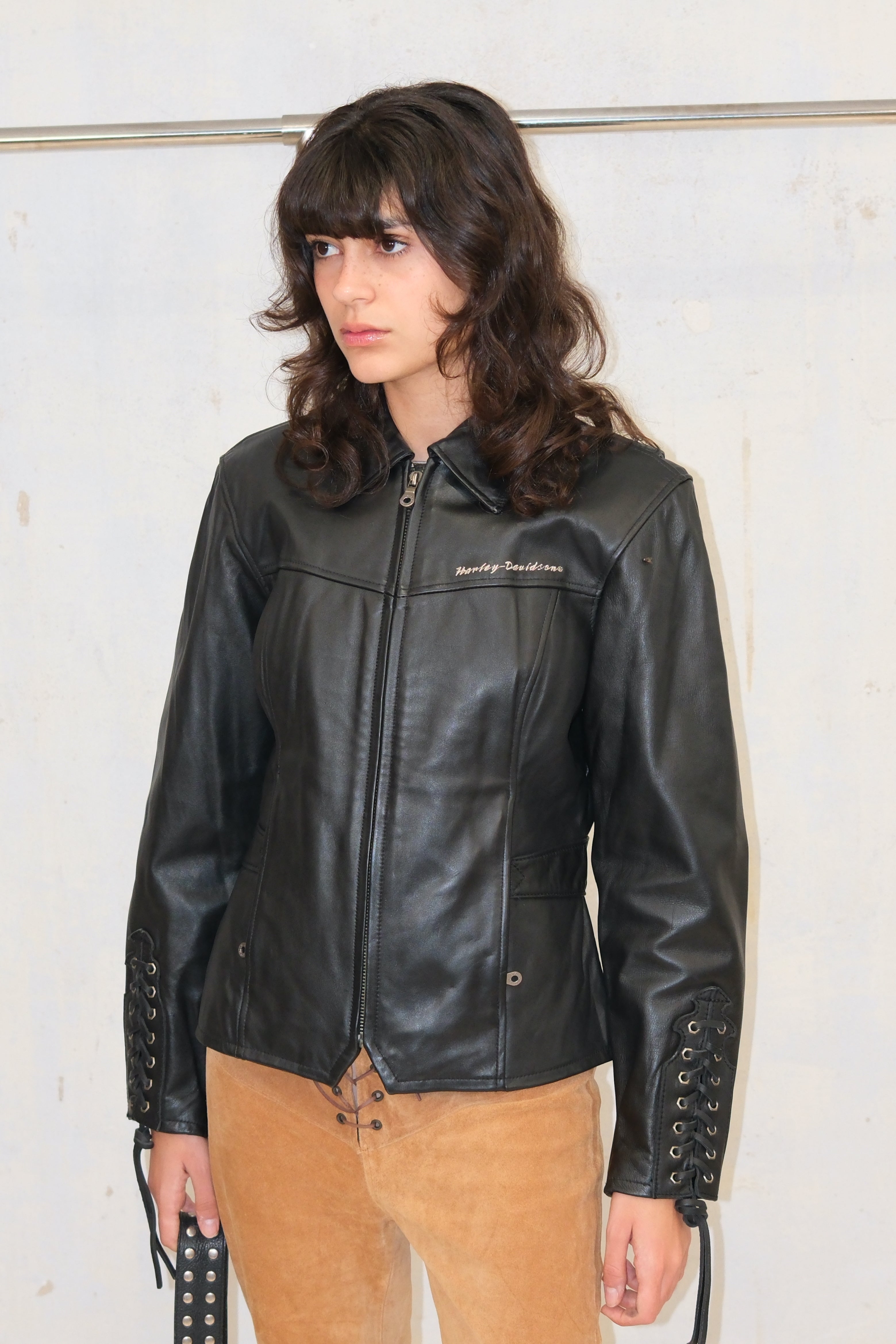 HARLEY DAVIDSON EMBROIDERED BACK CORSET BIKER JACKET