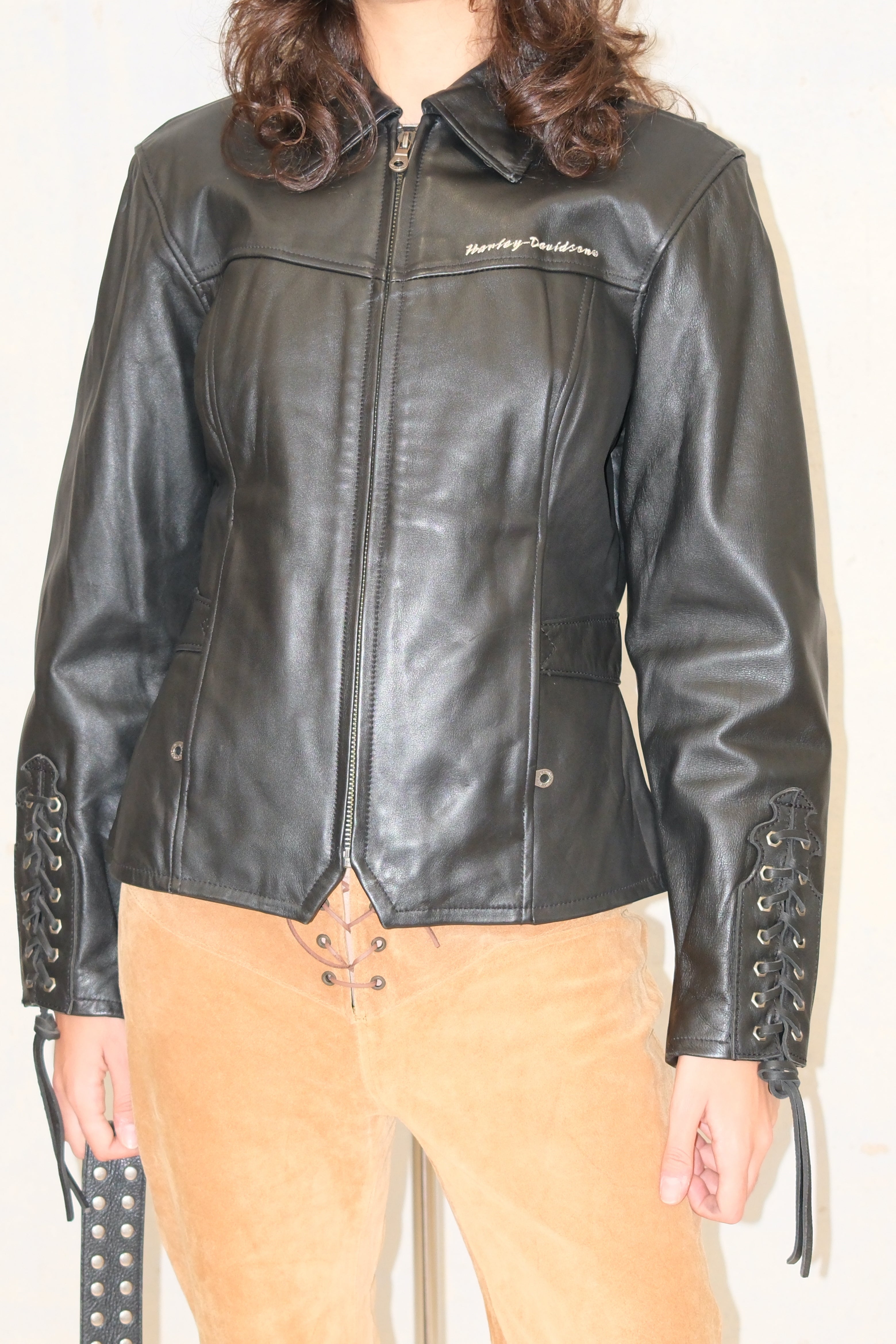 HARLEY DAVIDSON EMBROIDERED BACK CORSET BIKER JACKET