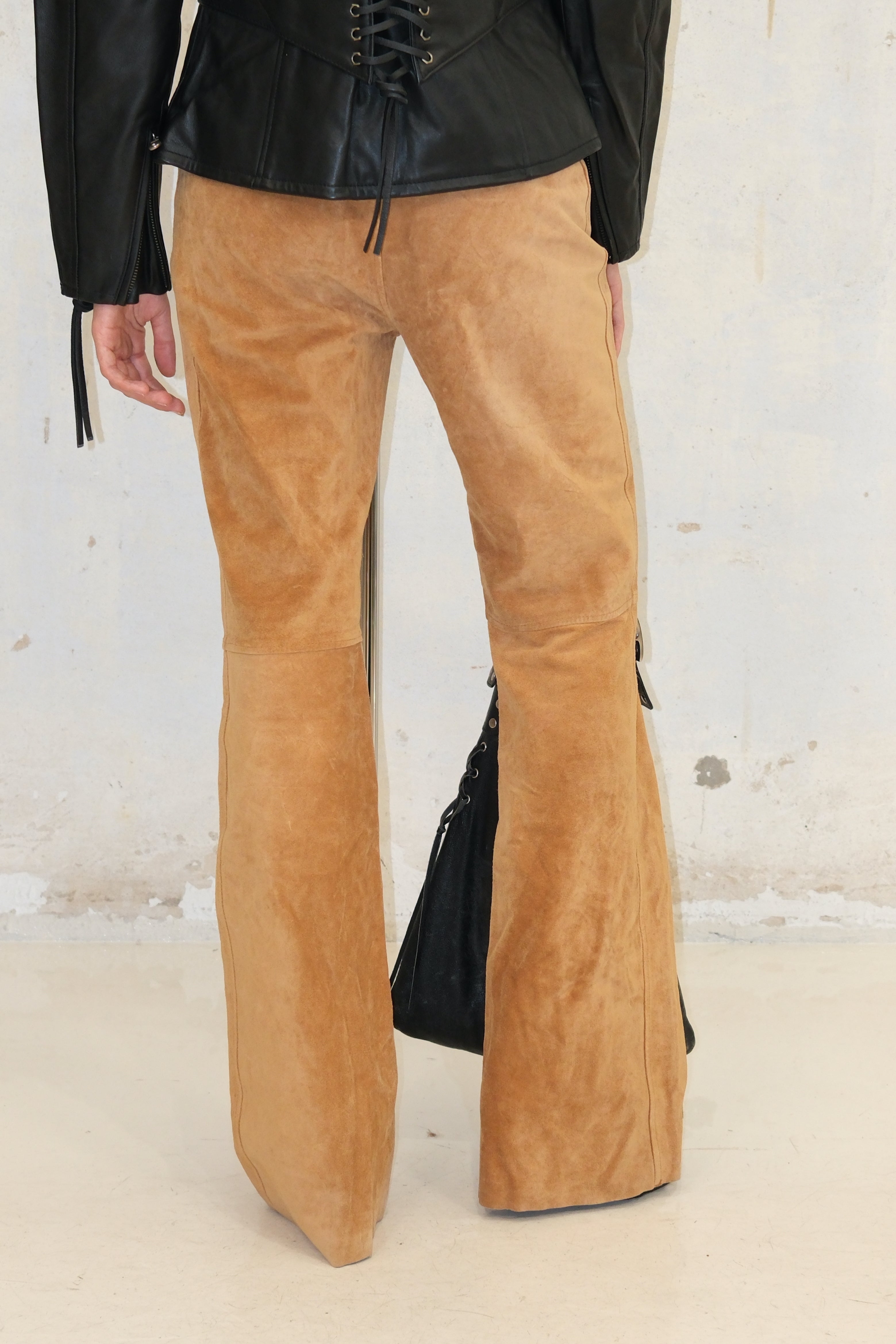 WESTERN VIBE SUEDE LEATHER FLARE PANTS SIZE 36