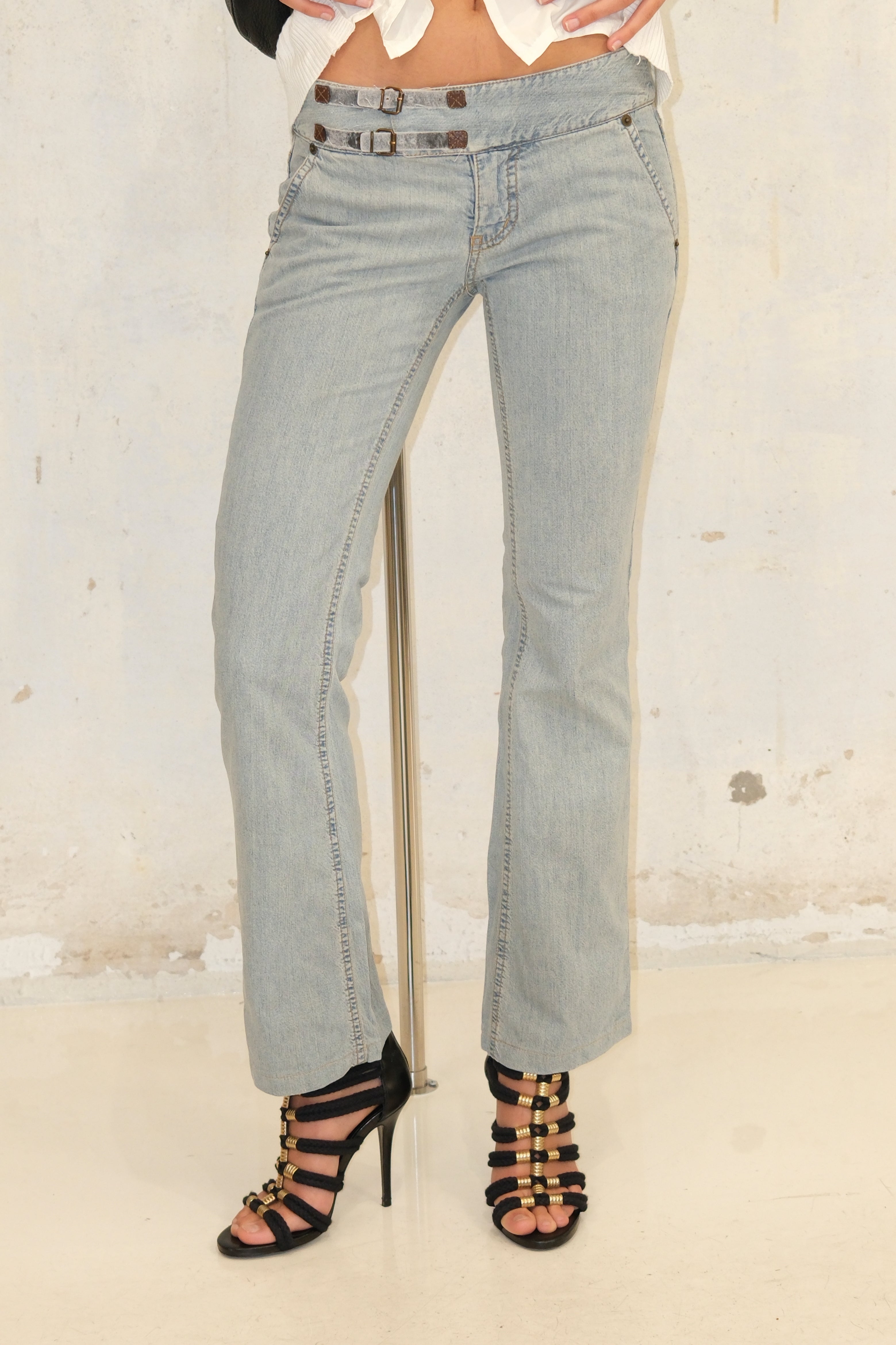 Phard Low Rise Belt Detail Cute Jeans Size 32-34