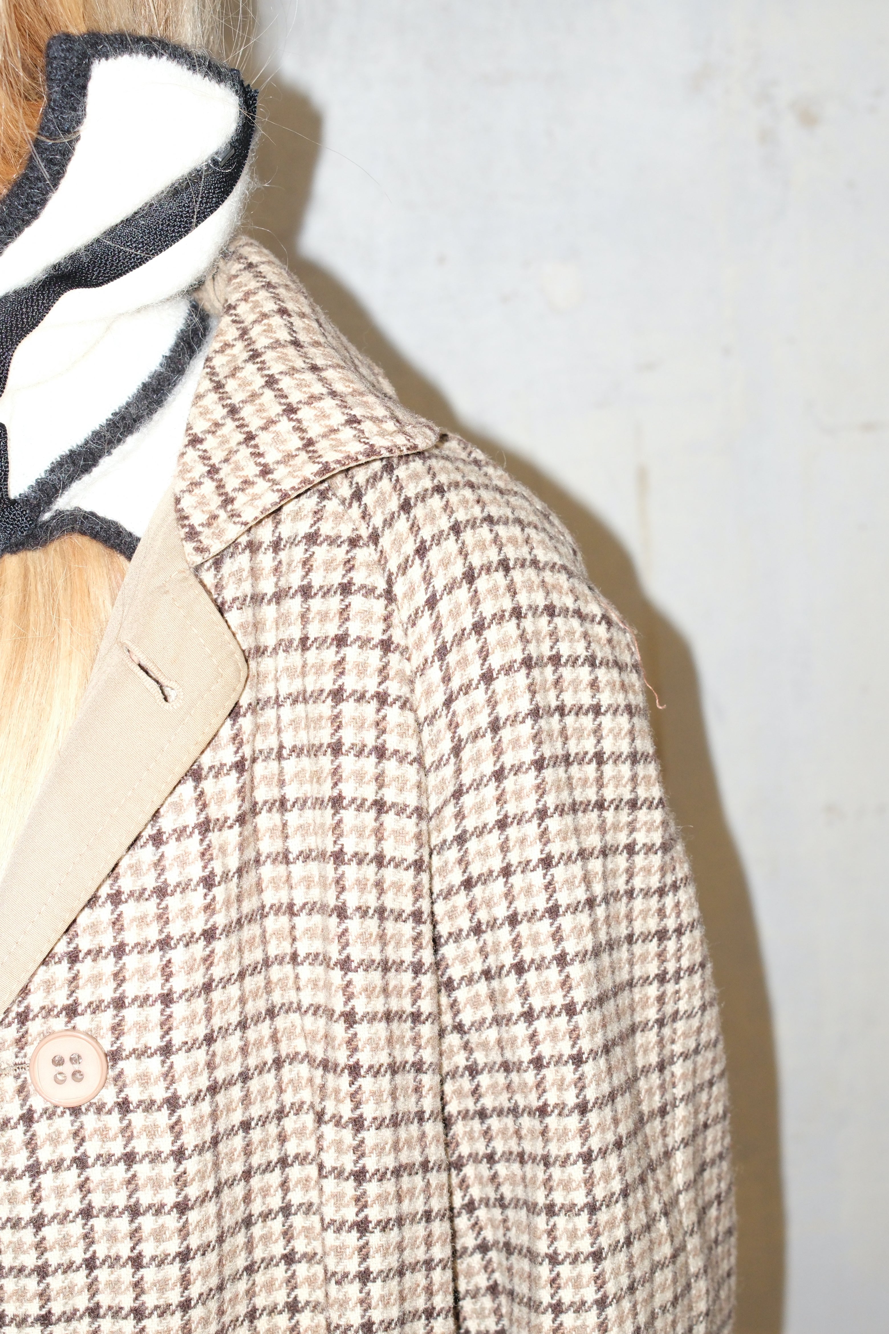 REVERSIBLE BEIGE PLAID TRENCH COAT