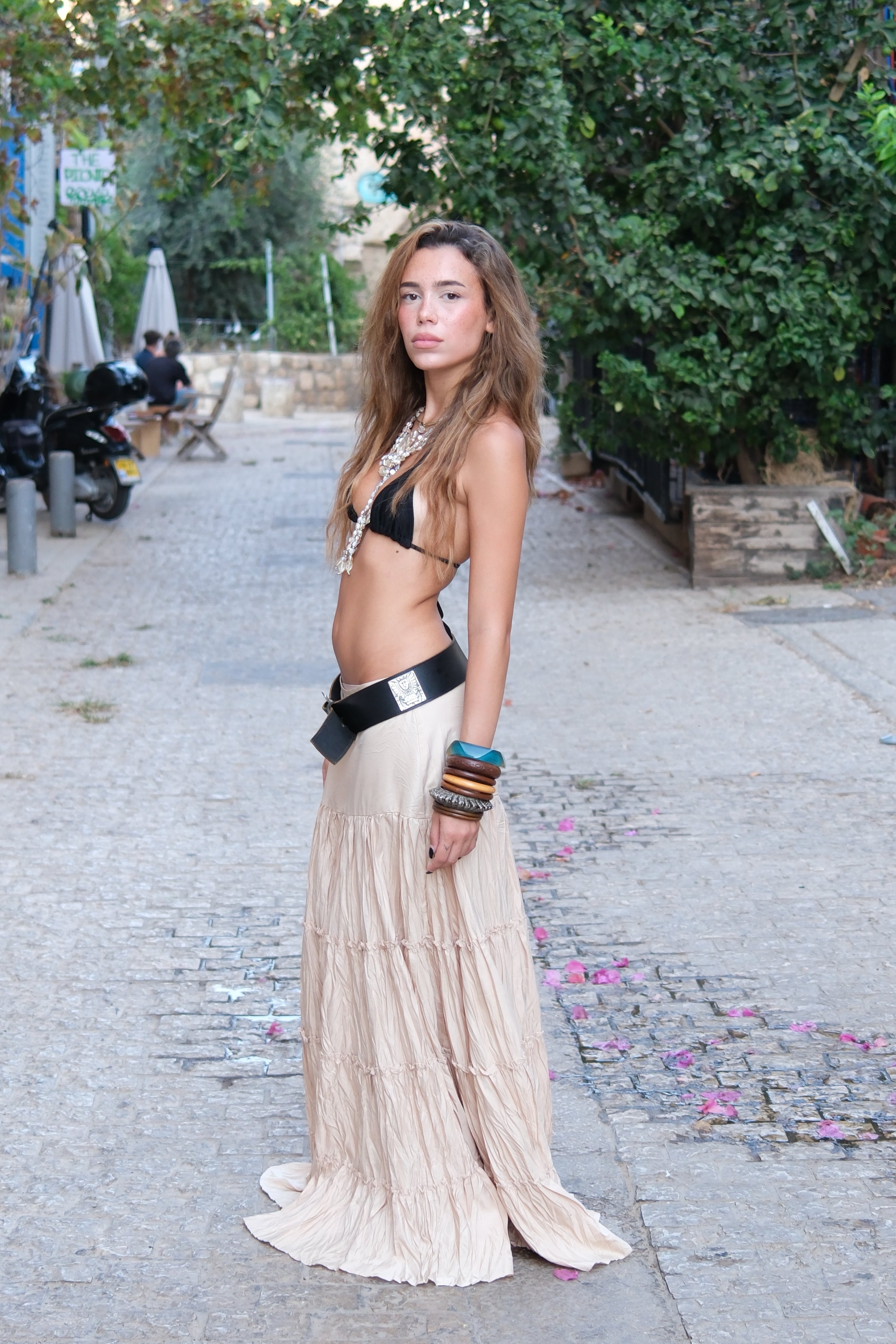 Beige Boho Maxi Skirt