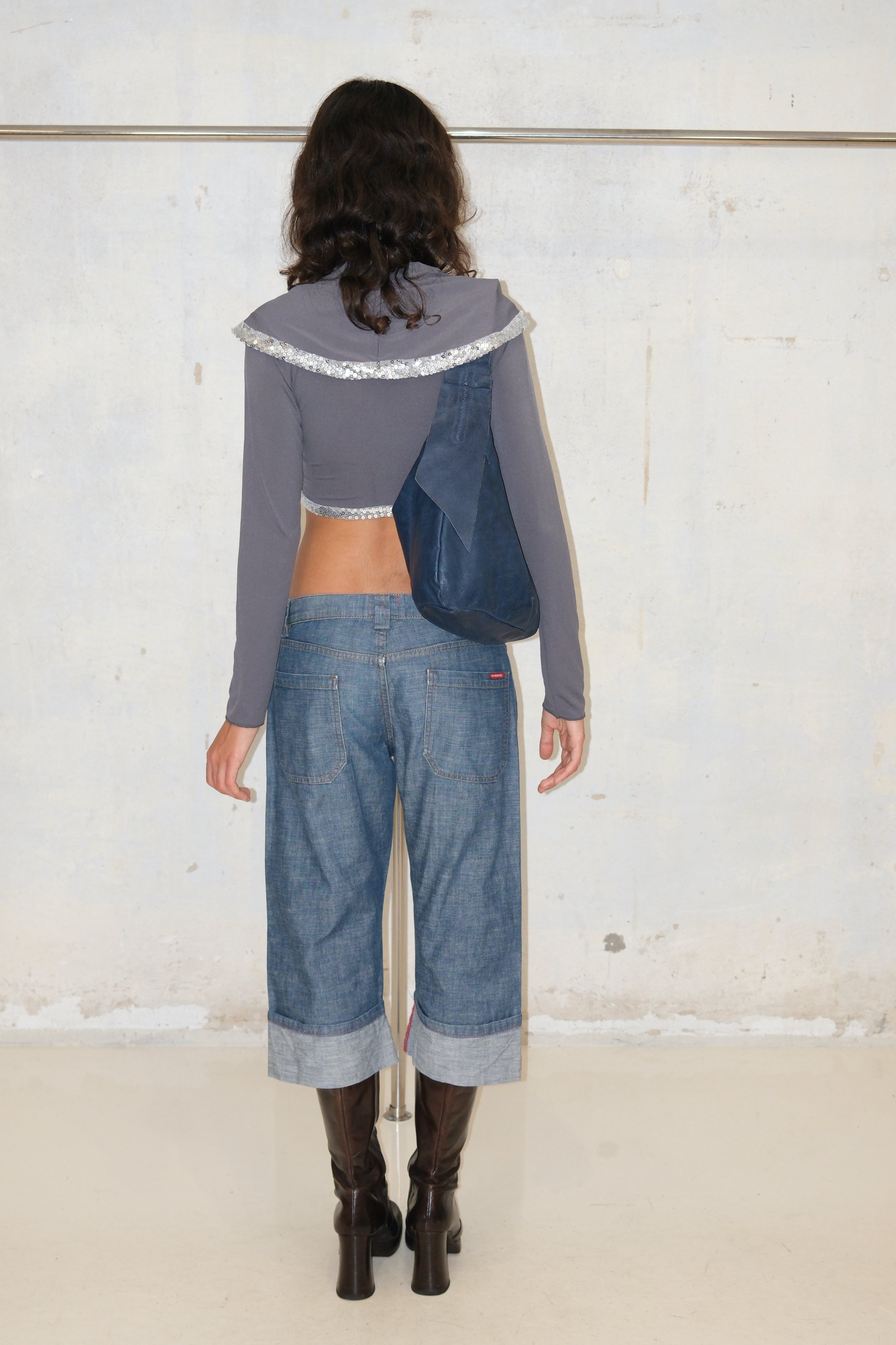 Sequin Hooded Front Tie Shrug