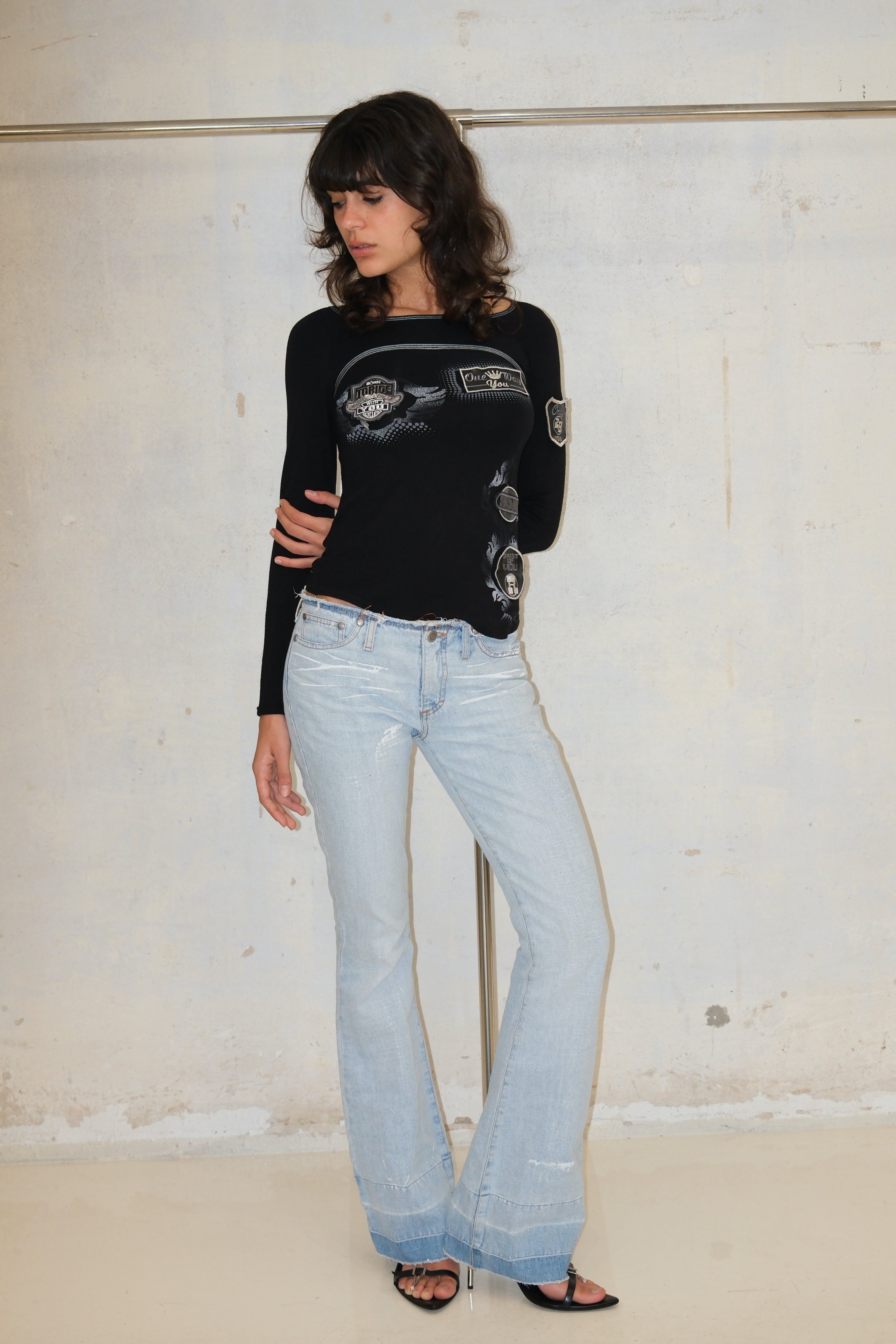 PALE WASH WIDE LEG DENIM JEANS 34-36