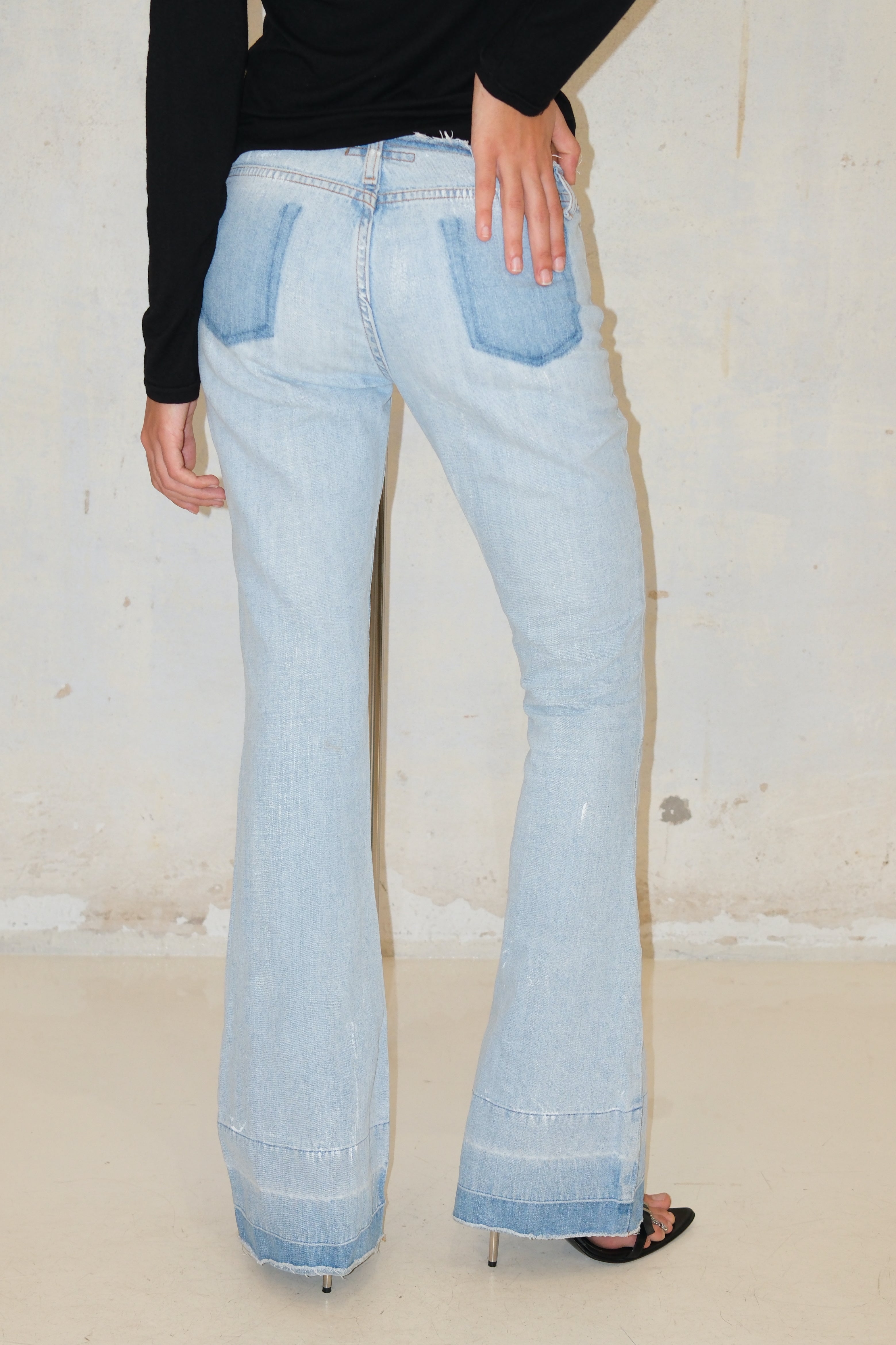 PALE WASH WIDE LEG DENIM JEANS 34-36